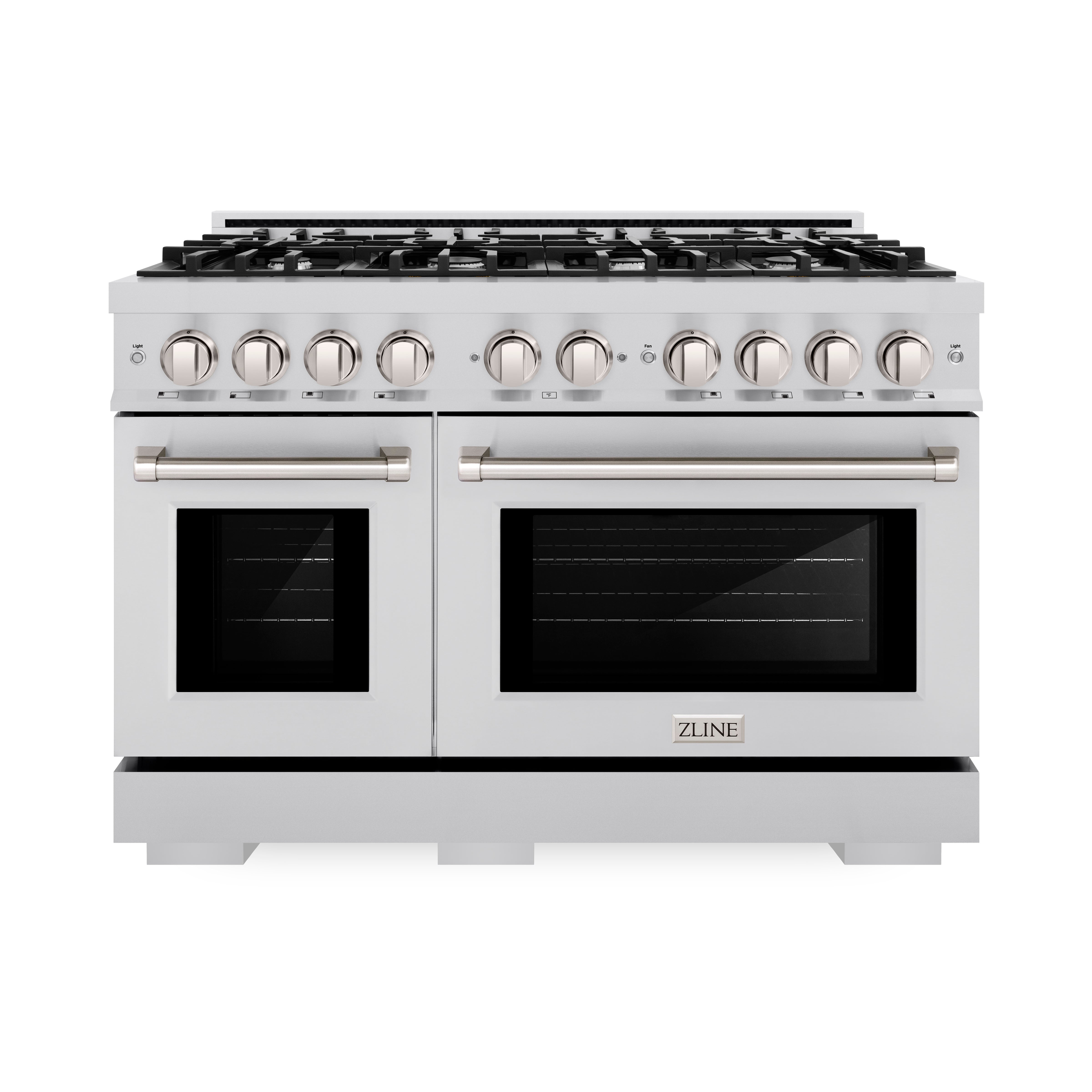 ZLINE 48 in. 6.7 cu. ft. Select Double Oven Dual Fuel Range with 8 Burner Gas Cooktop in DuraSnow® Stainless Steel (HDRS-48)