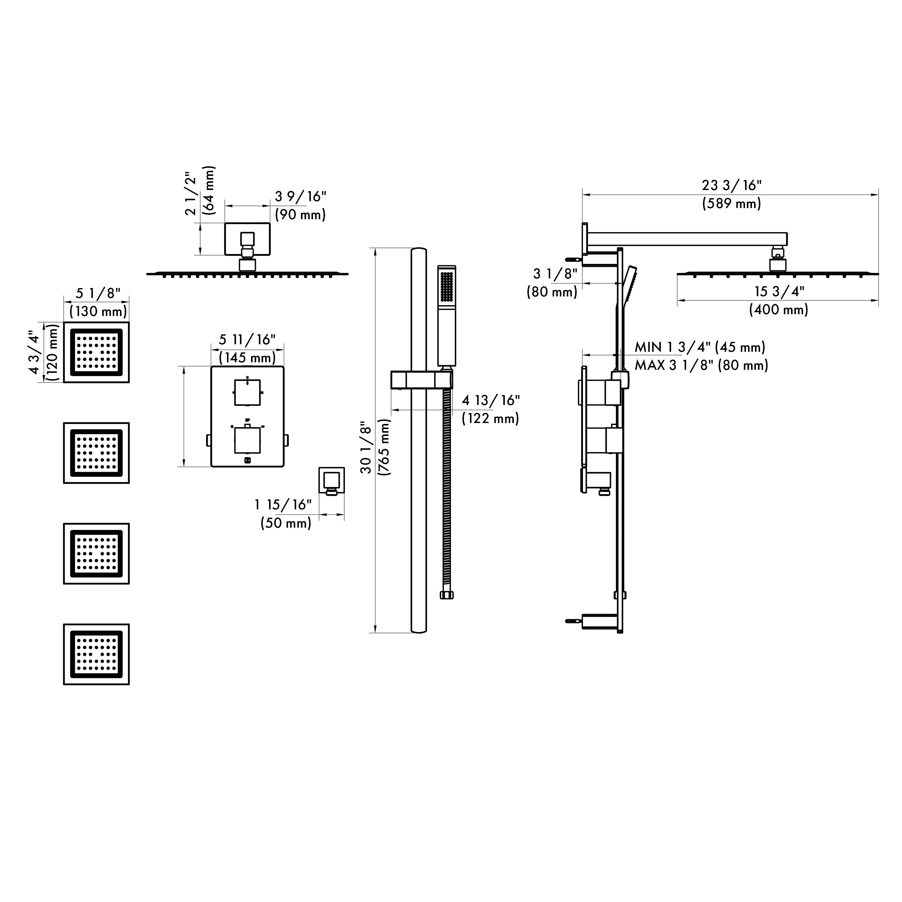 ZLINE Autograph Edition Crystal Bay Thermostatic Shower System with Body Jets in Matte Black (CBY-SHS-T3-MB)