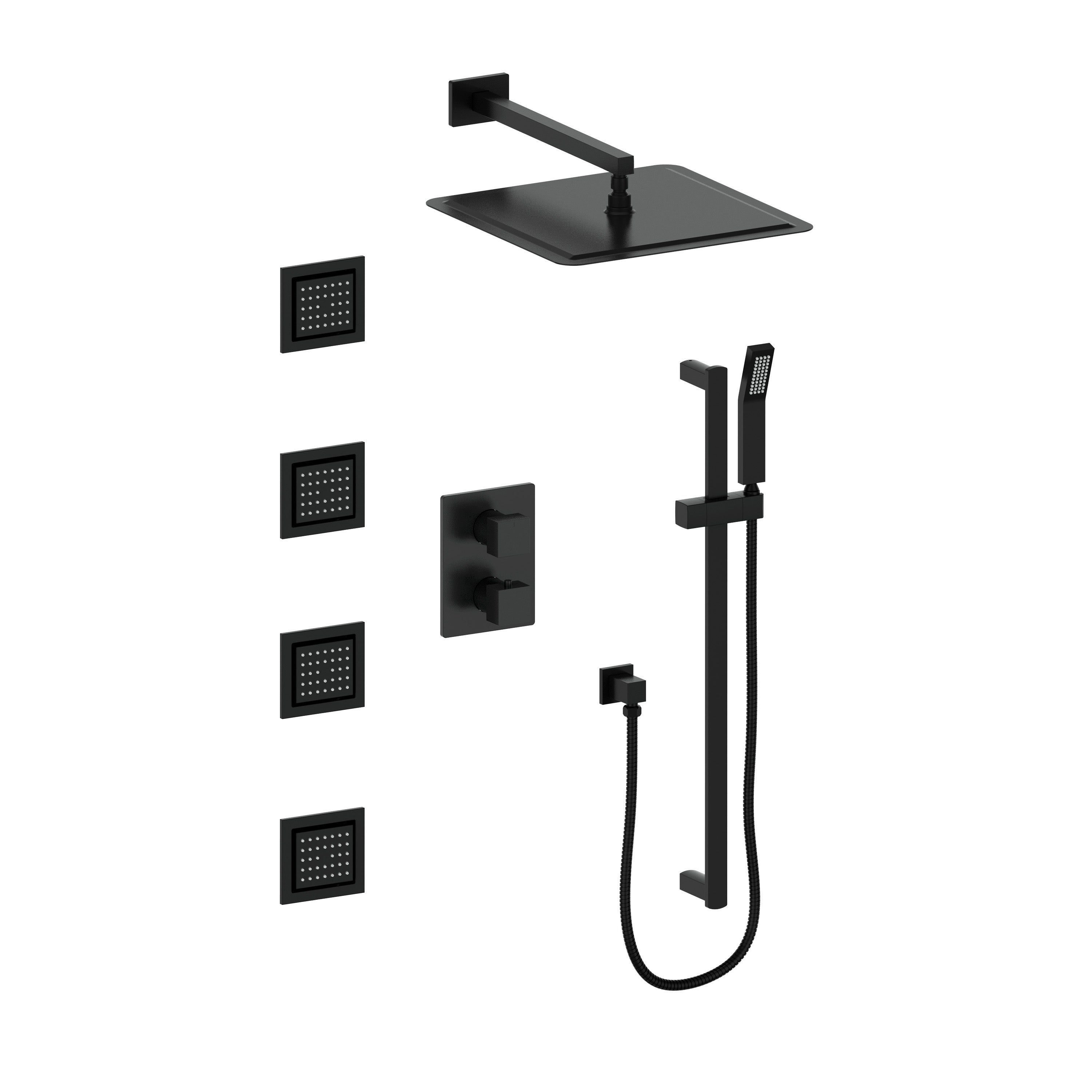 ZLINE Autograph Edition Crystal Bay Thermostatic Shower System with Body Jets in Matte Black (CBY-SHS-T3-MB)