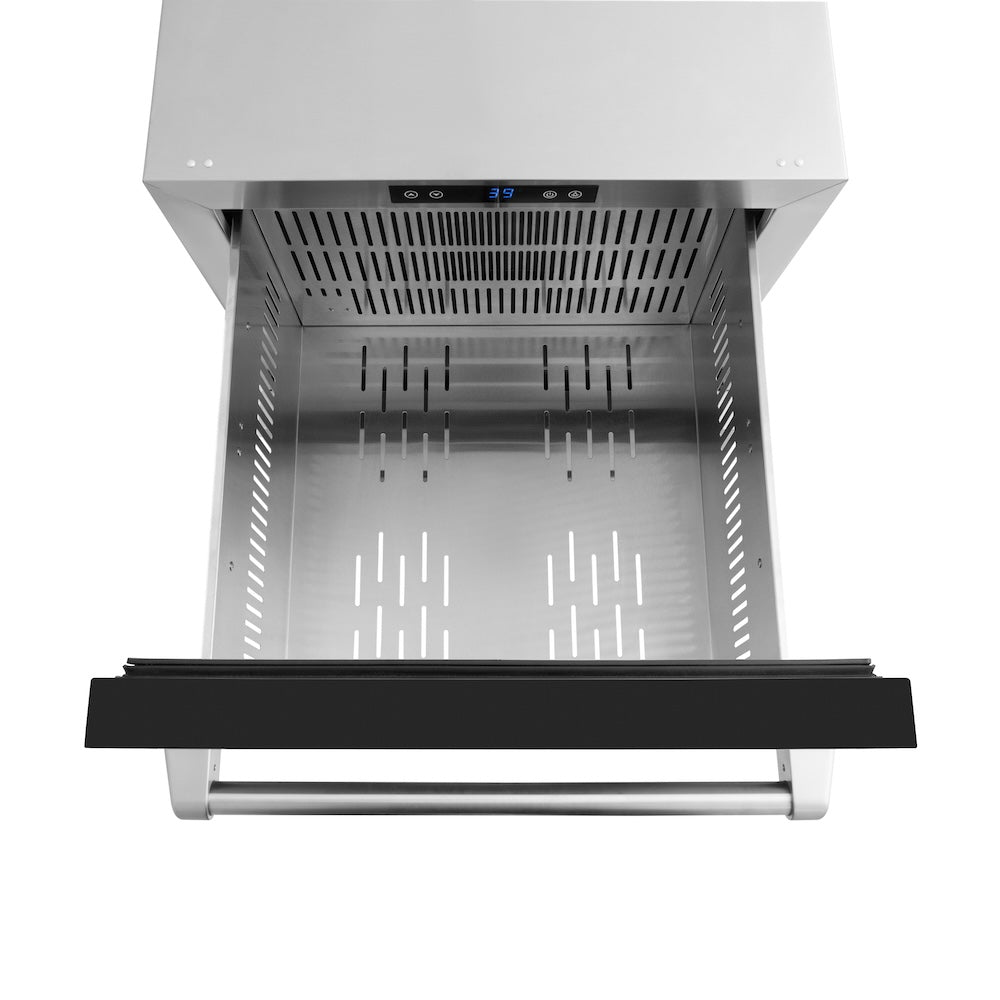 ZLINE 24 in. Touchstone 168 Can Outdoor-Rated Dual Refrigerator Drawer with Black Matte Doors (RDSO-BLM-24)