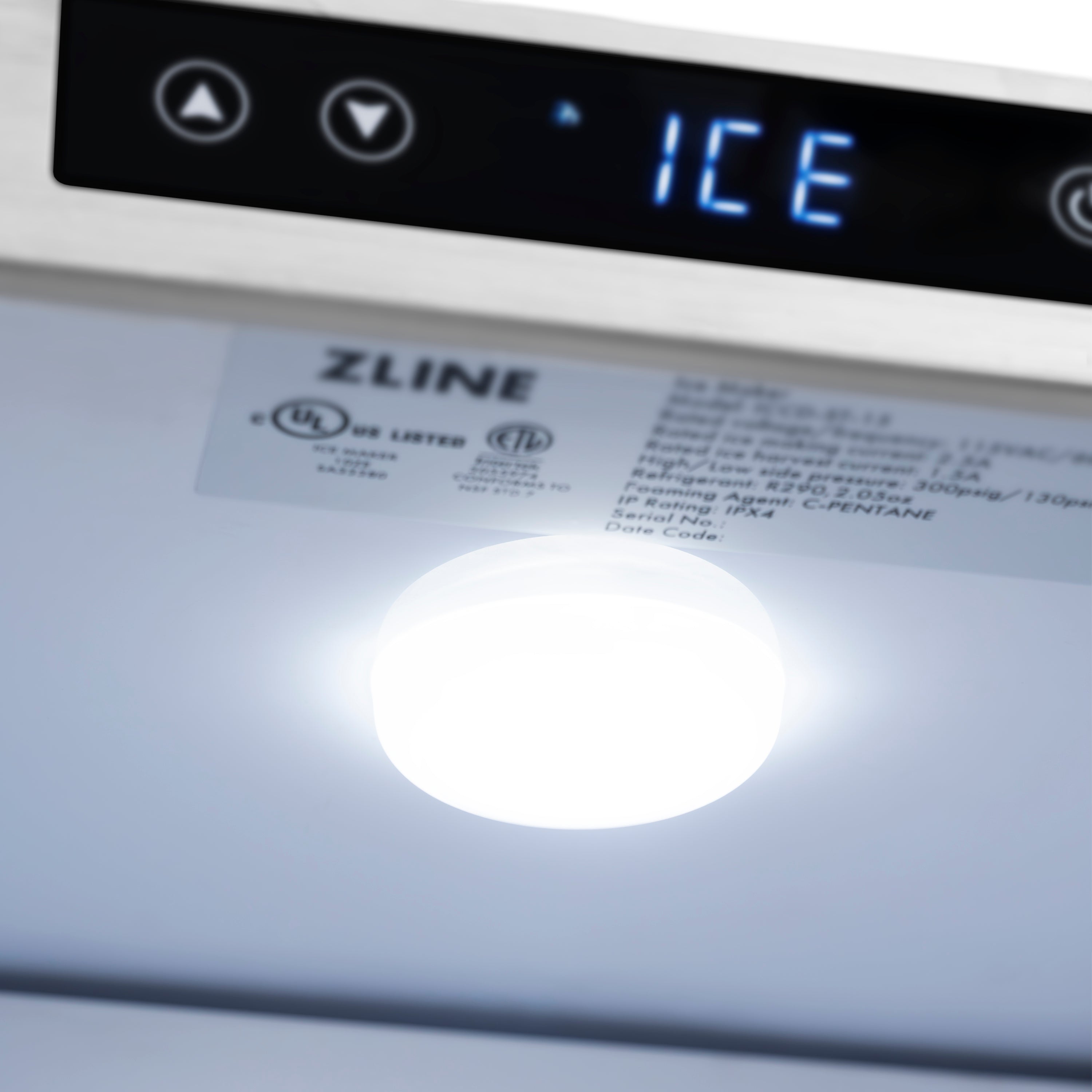 ZLINE 15 in. Touchstone Clear Cube Ice Maker with Drain Pump and White Matte Door (ICCD-WM-15)