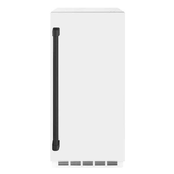 ZLINE Autograph Edition 15 in. Touchstone Gourmet Ice Maker with Drain Pump and White Matte Door with Matte Black Handle (IGMDZ-WM-15-MB)