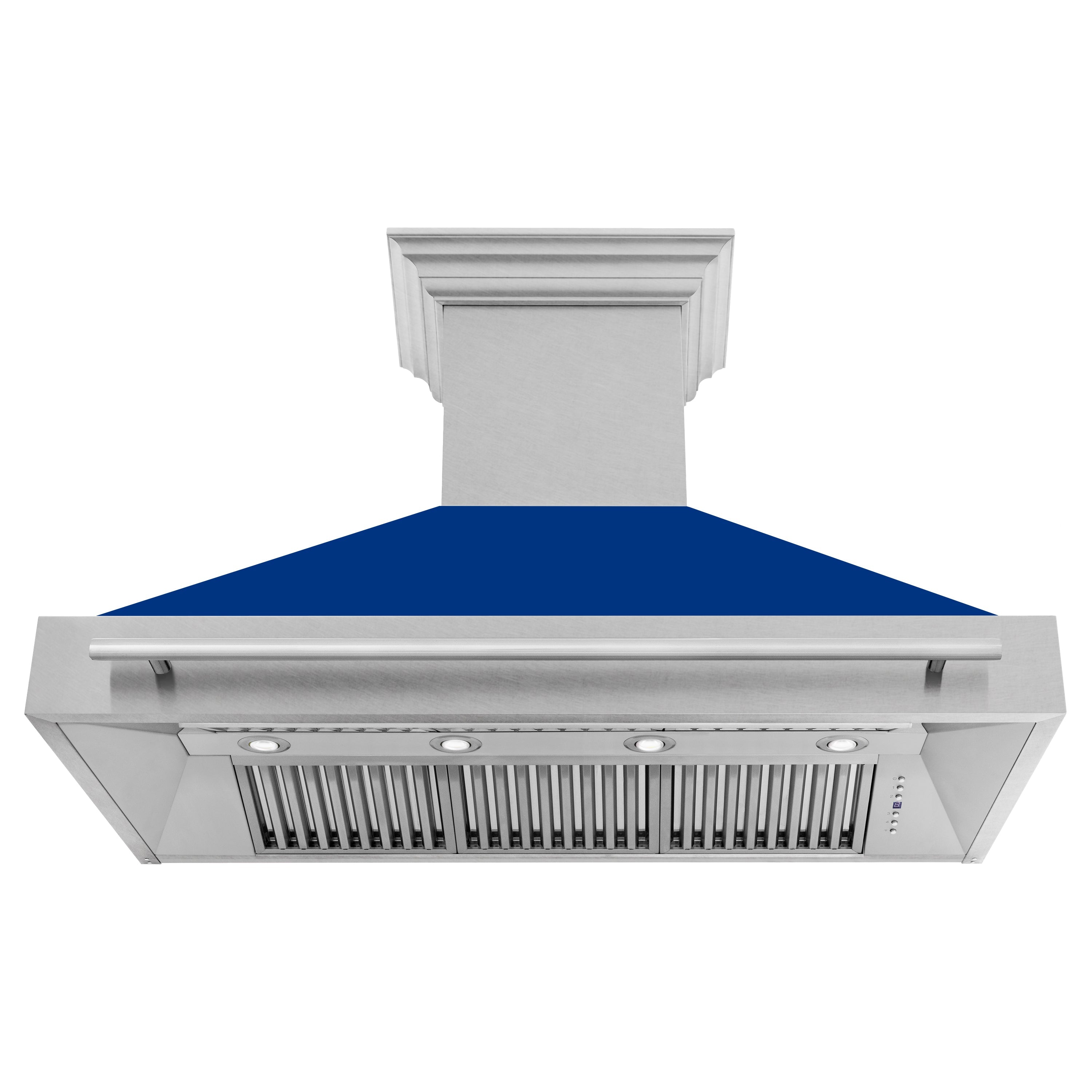 ZLINE 48" Fingerprint Resistant Stainless Steel Range Hood with Blue Gloss Shell (8654SNX-BG48)