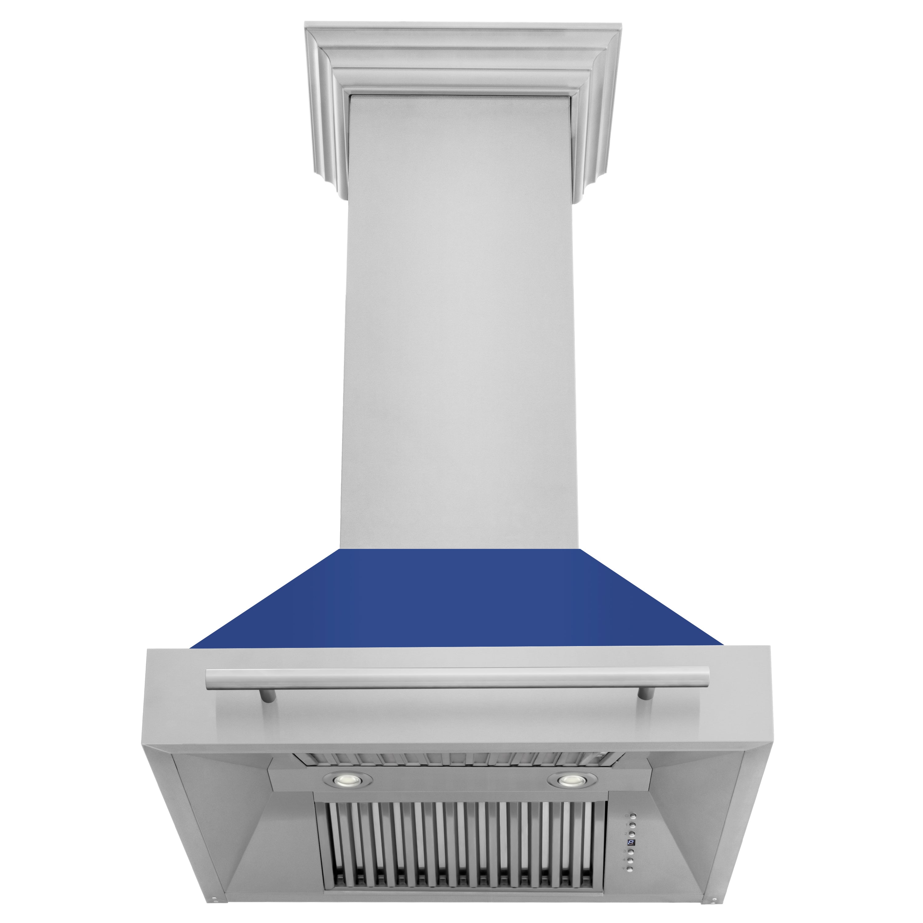 ZLINE 30" Stainless Steel Range Hood with Blue Matte Shell and Stainless Steel Handle (8654STX-BM-30)
