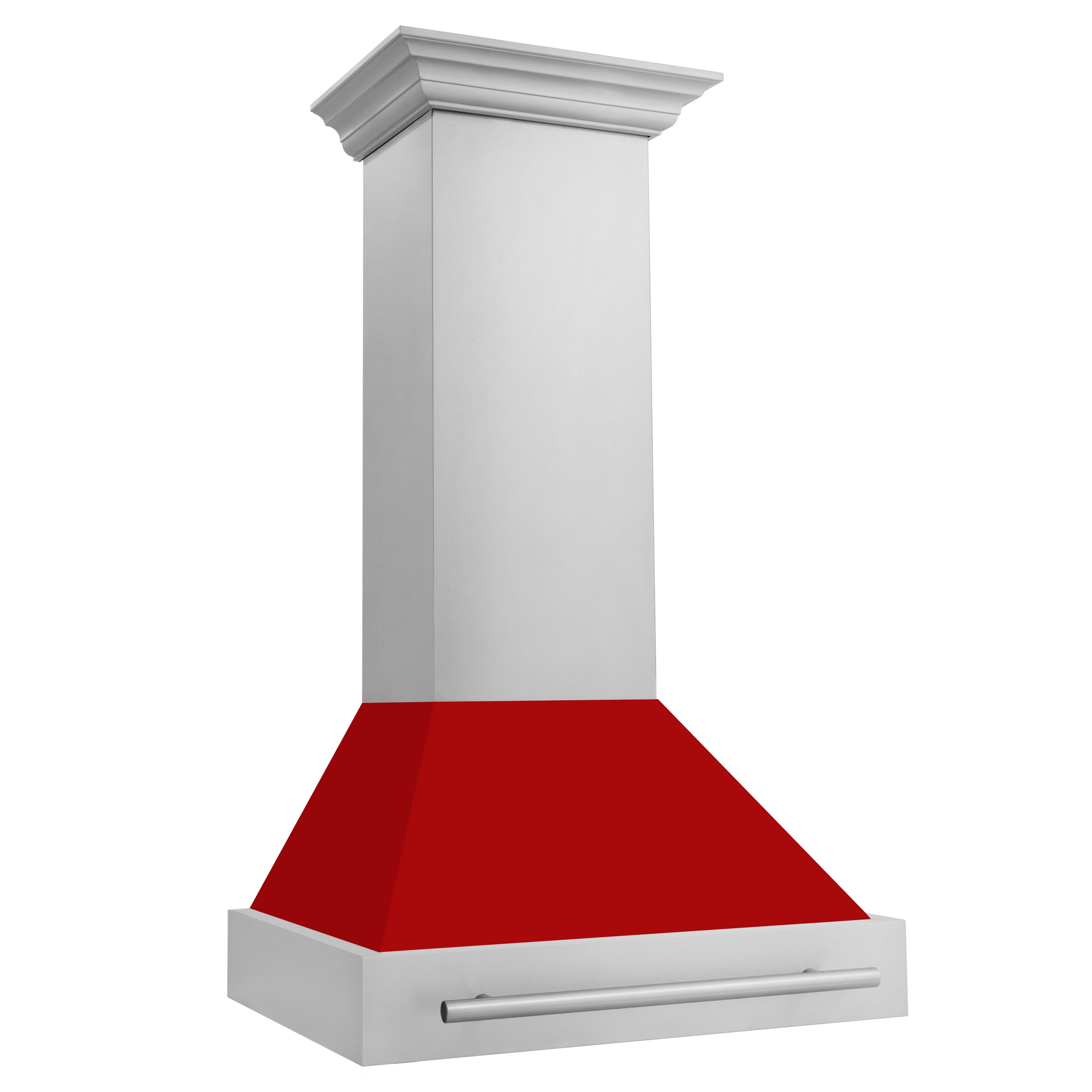 ZLINE 30" Stainless Steel Range Hood with Red Matte Shell and Stainless Steel Handle (8654STX-RM-30)