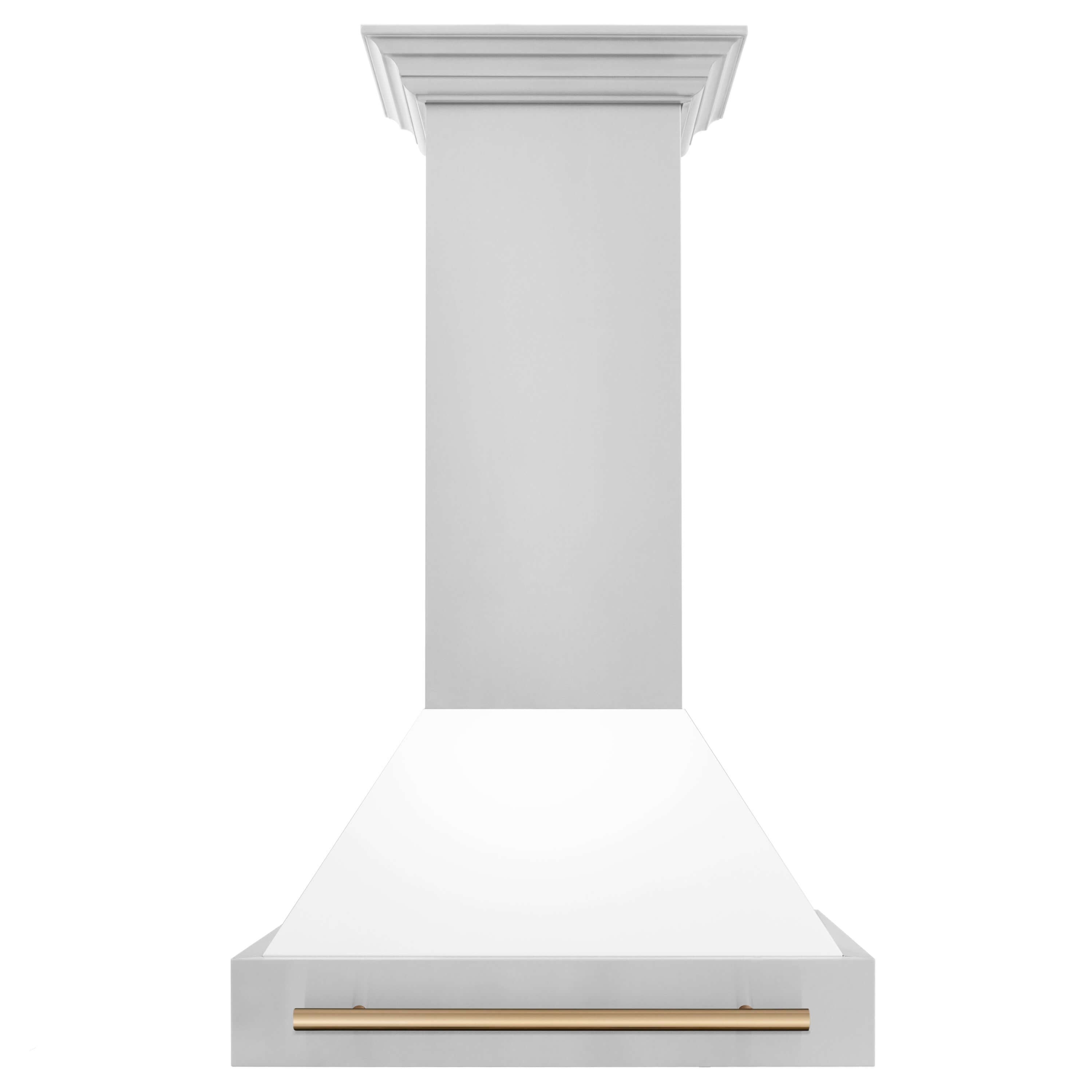 ZLINE Autograph Edition 30 in. Kitchen Package with Stainless Steel Dual Fuel Range with White Matte Door and Range Hood with Champagne Bronze Accents (2AKP-RAWMRH30-CB)