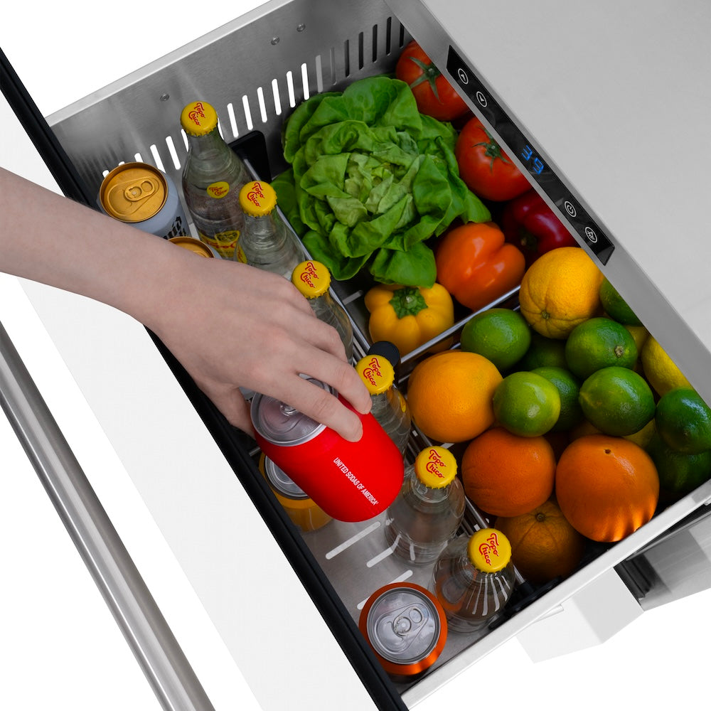 ZLINE 24 in. Touchstone 168 Can Outdoor-Rated Dual Refrigerator Drawer with White Matte Doors (RDSO-WM-24)