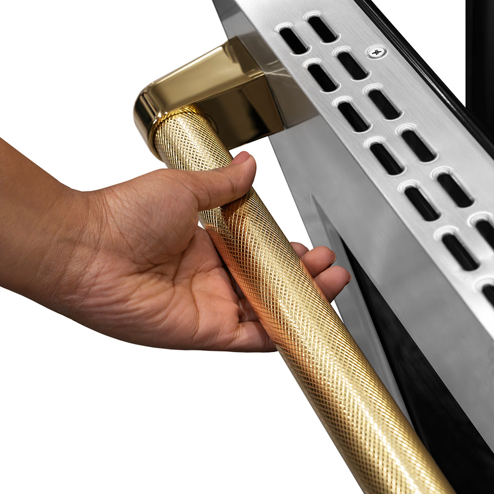 ZLINE Autograph Edition 36 in. 5.2 cu. ft. Paramount Gas Range with 6 Burner DuoPro™ Cooktop and Convection Gas Oven in Stainless Steel with Champagne Bronze Helix Handle and Accents (PSGRZ-36-KCB)