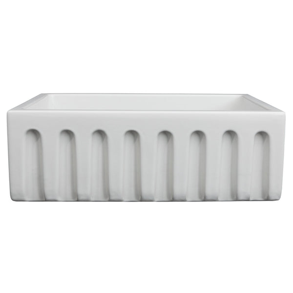 ZLINE 30 in. Venice Farmhouse Apron Front Reversible Single Bowl Fireclay Kitchen Sink with Bottom Grid in White Gloss (FRC5119-WH-30)