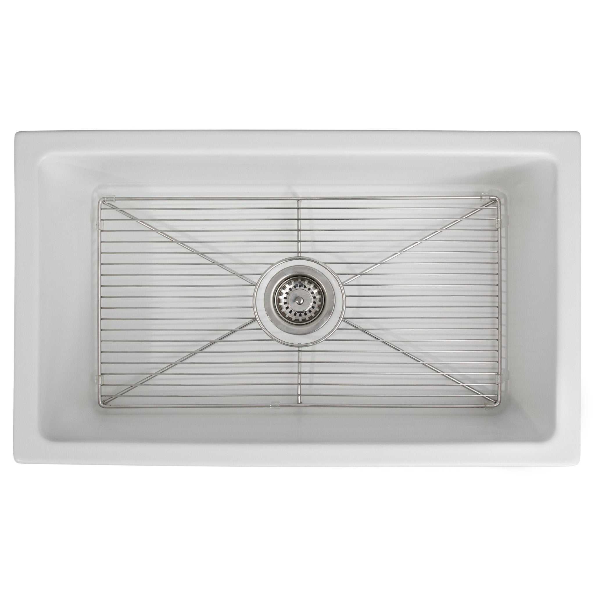 ZLINE 30 in. Venice Farmhouse Apron Front Reversible Single Bowl Fireclay Kitchen Sink with Bottom Grid in White Gloss (FRC5119-WH-30)