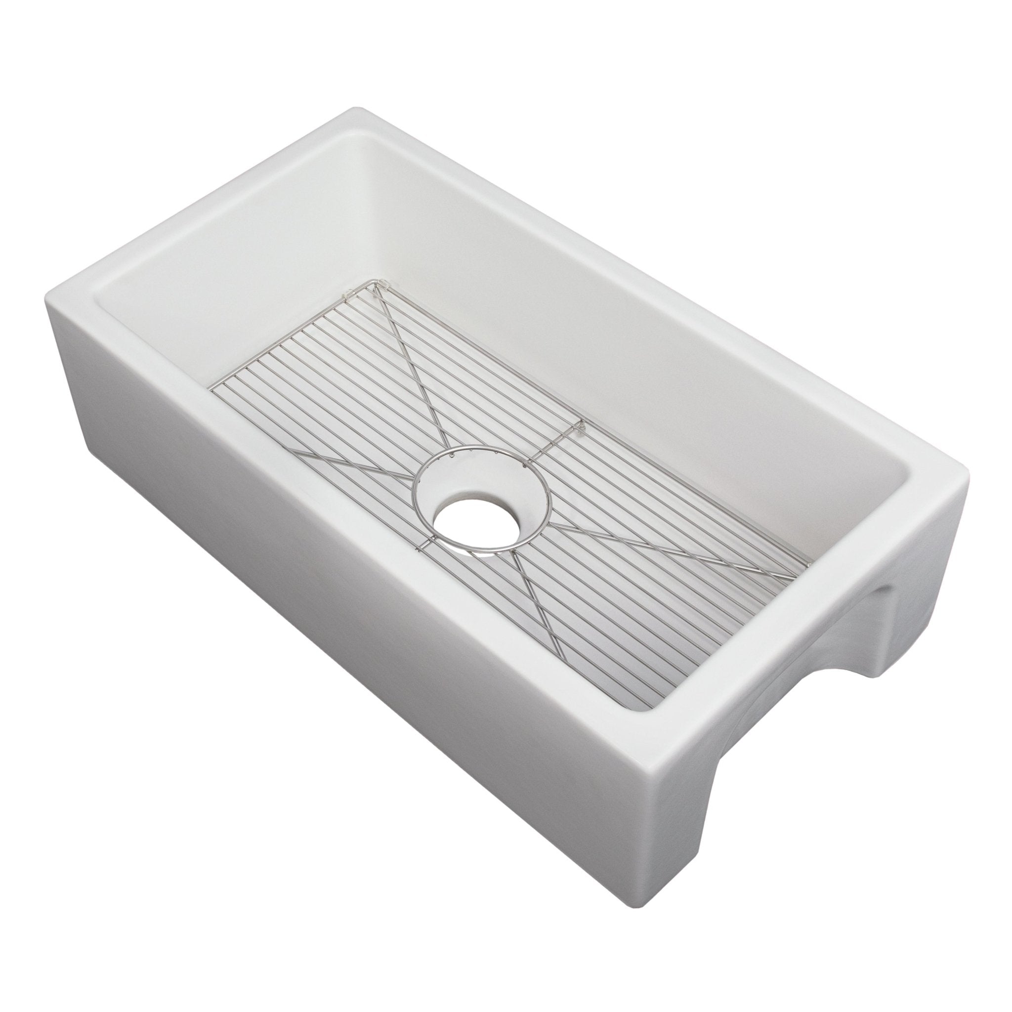 ZLINE 30 in. Venice Farmhouse Apron Front Reversible Single Bowl Fireclay Kitchen Sink with Bottom Grid in White Gloss (FRC5119-WH-30)