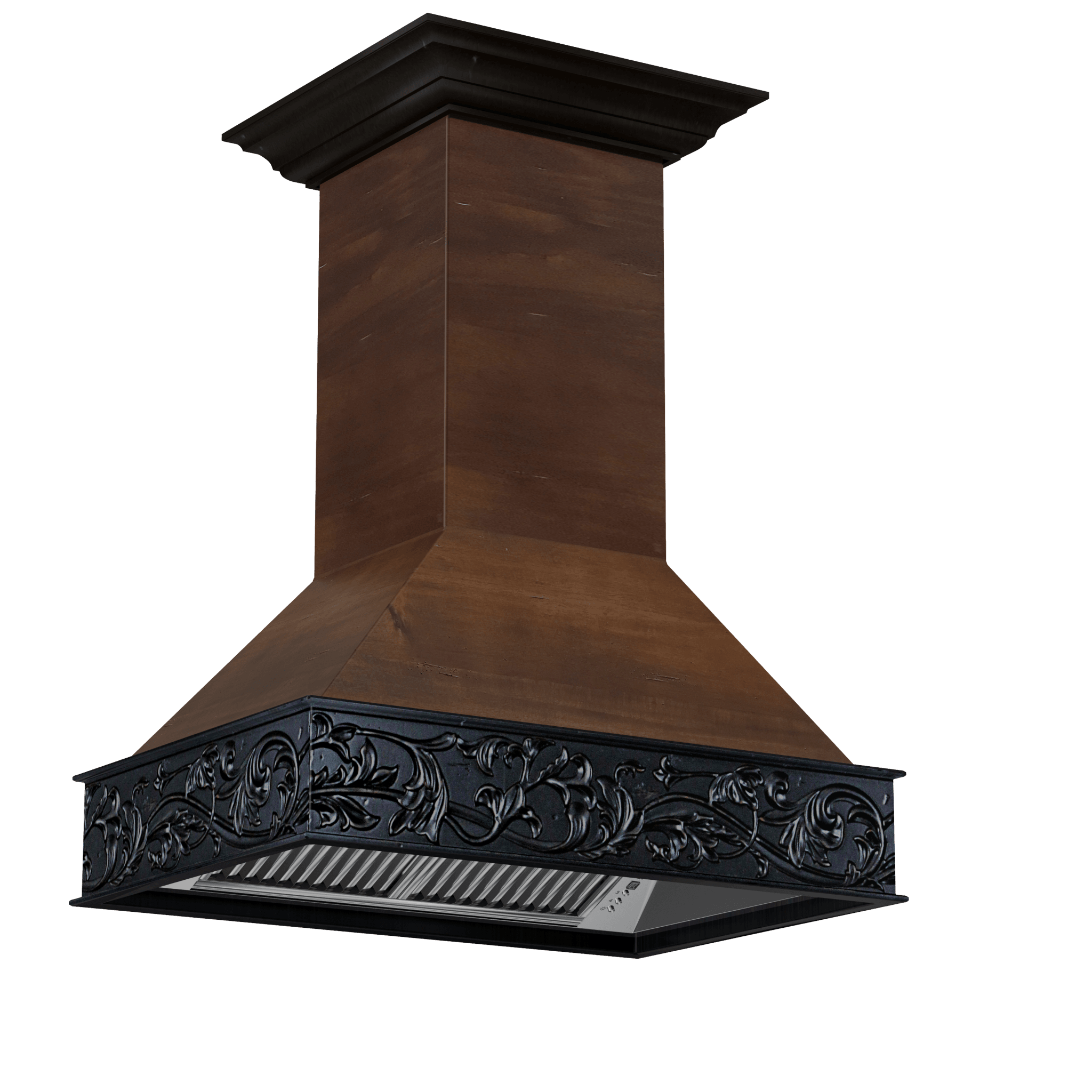 ZLINE 36 in. Ducted Wooden Isalnd Mount Range Hood in Antigua and Walnut (9373AR-36)