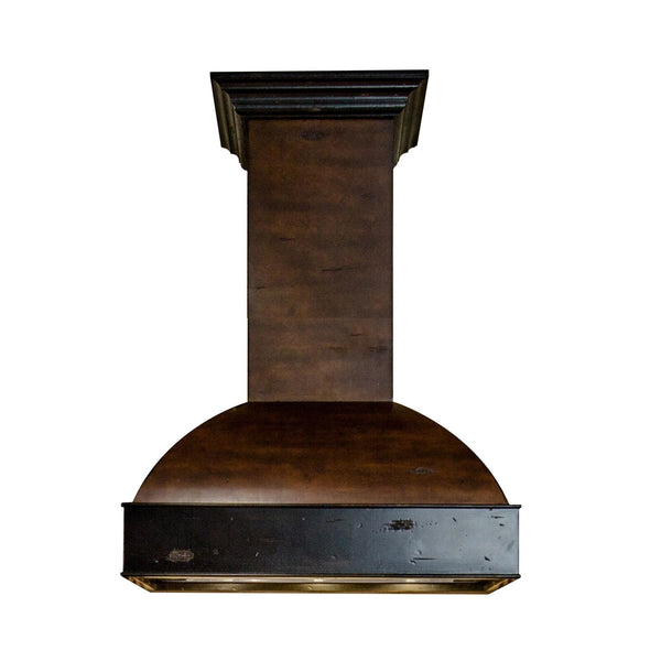 ZLINE 36" Ducted Wooden Wall Mount Range Hood with Dual Remote Blower in Antigua and Walnut (369AW-RD-36)