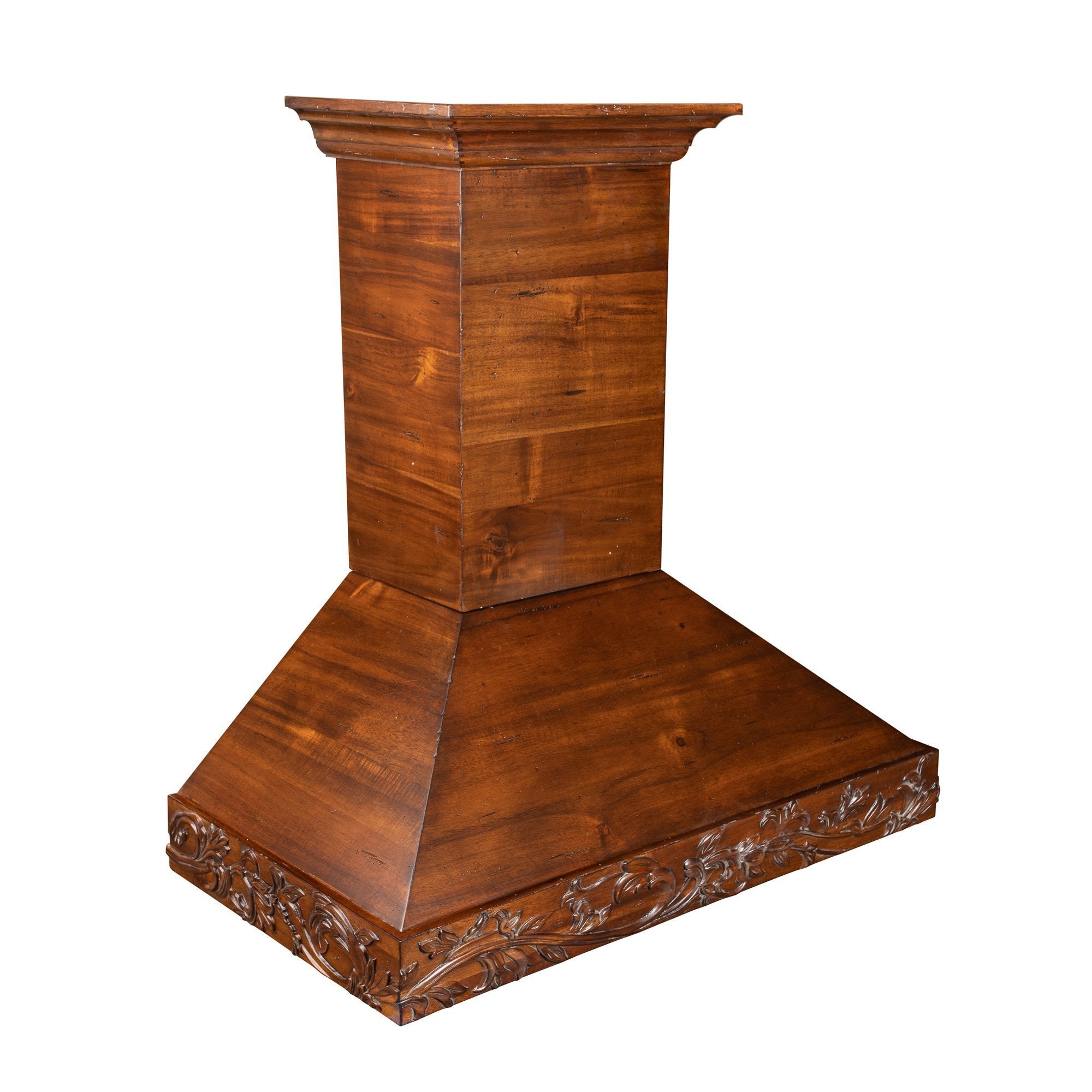 ZLINE 30 in. Convertible Vent Carved Wooden Wall Mount Range Hood in Walnut