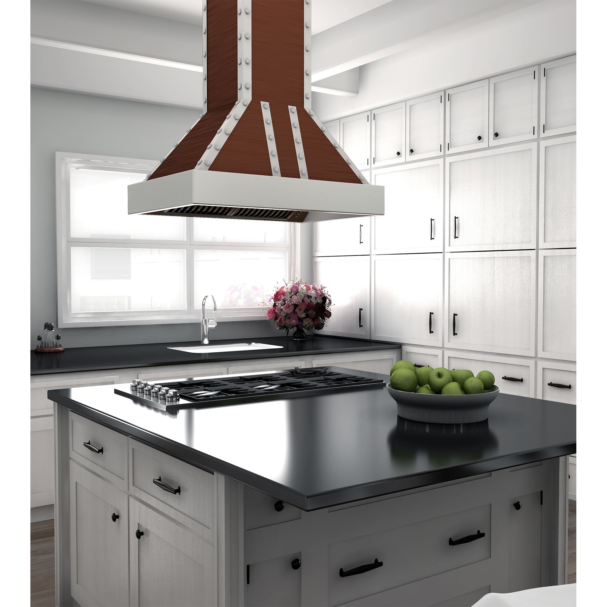 ZLINE 30 in. Designer Series Copper Island Mount Range Hood with Satin Stainless Steel Trim (655i-CSSSS-30)