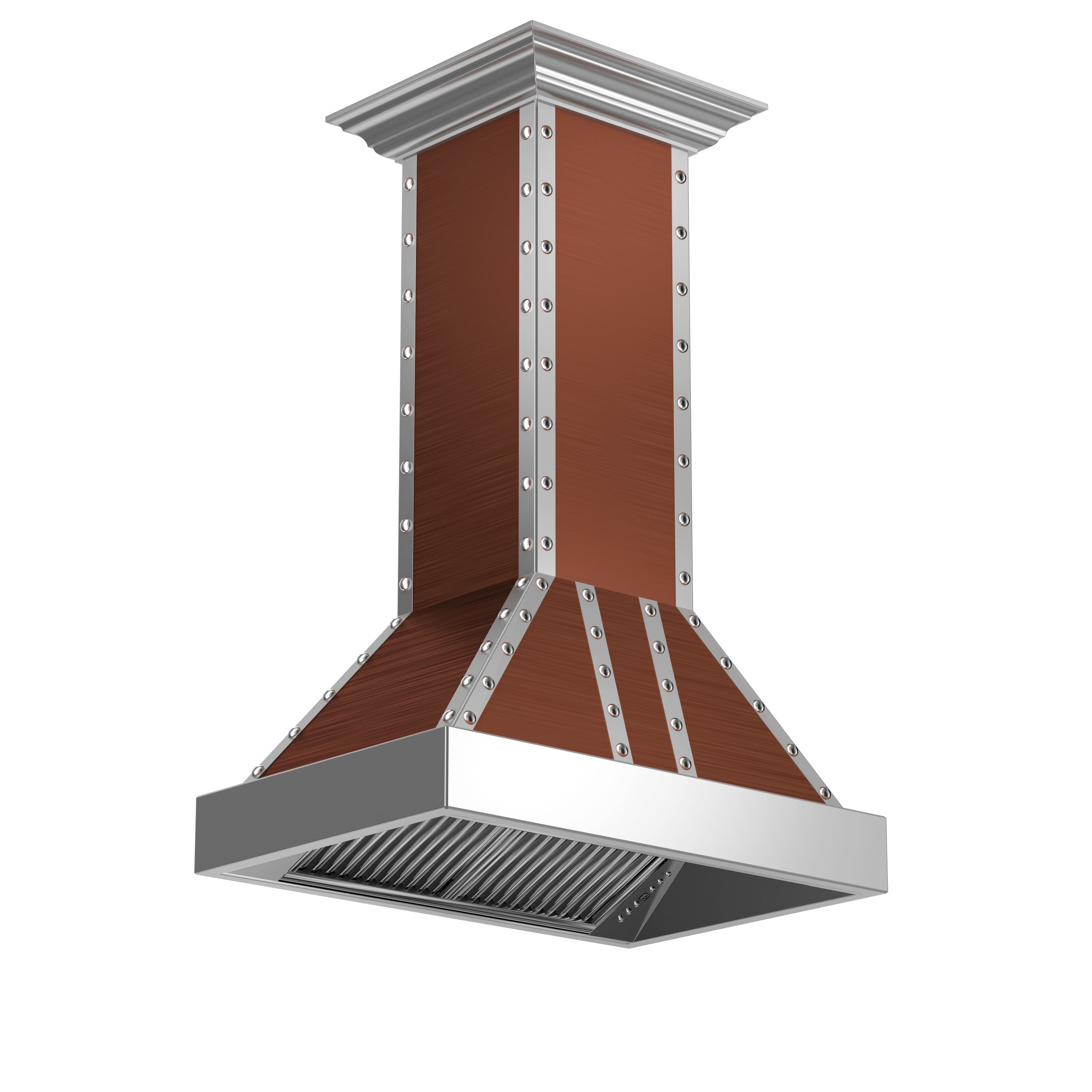 ZLINE 30 in. Designer Series Copper Island Mount Range Hood with Satin Stainless Steel Trim (655i-CSSSS-30)