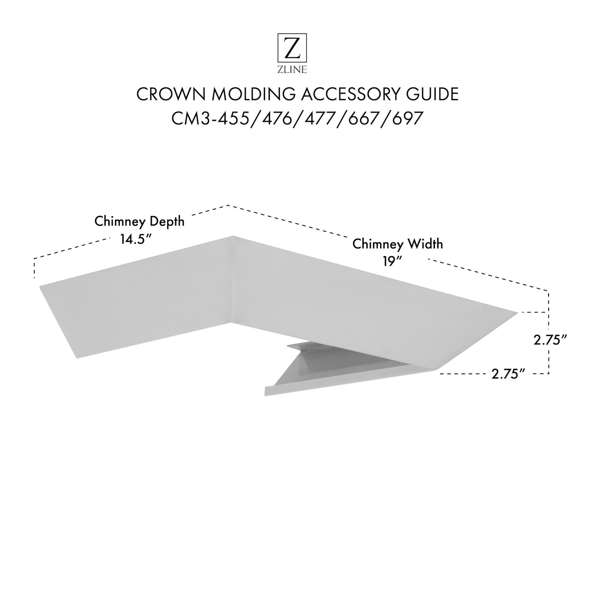 ZLINE Crown Molding Profile 3 for Wall Mount Range Hood (CM3-455/476/477/667/697)