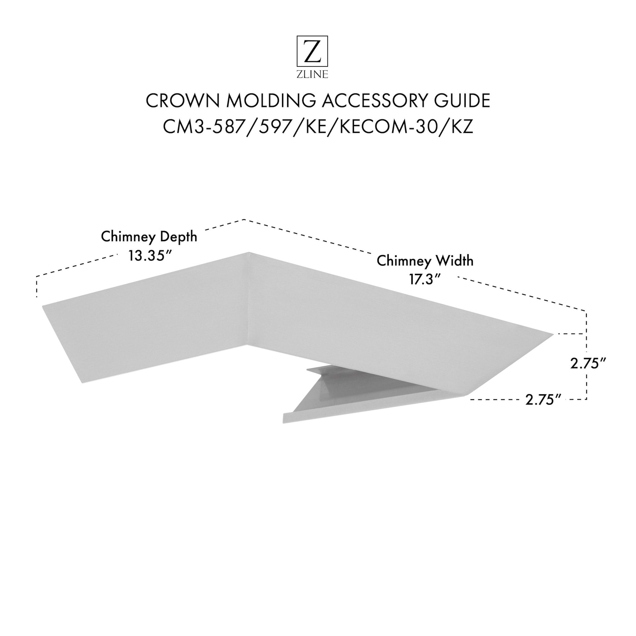 ZLINE Crown Molding Profile 3 for Wall Mount Range Hood (CM3-587/597/KE/KECOM-30/KZ)