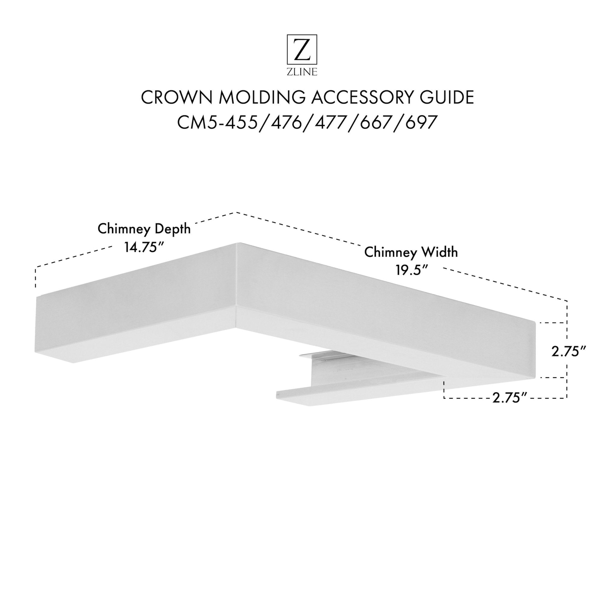 ZLINE Crown Molding Profile 5 for Wall Mount Range Hood (CM5-455/476/477/667/697)