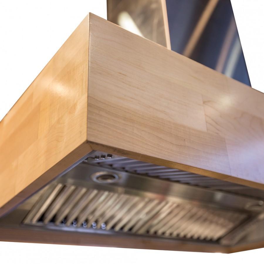 ZLINE 36 in. Designer Series Wooden Island Mount Range Hood in Butcher Block (681iM-36)