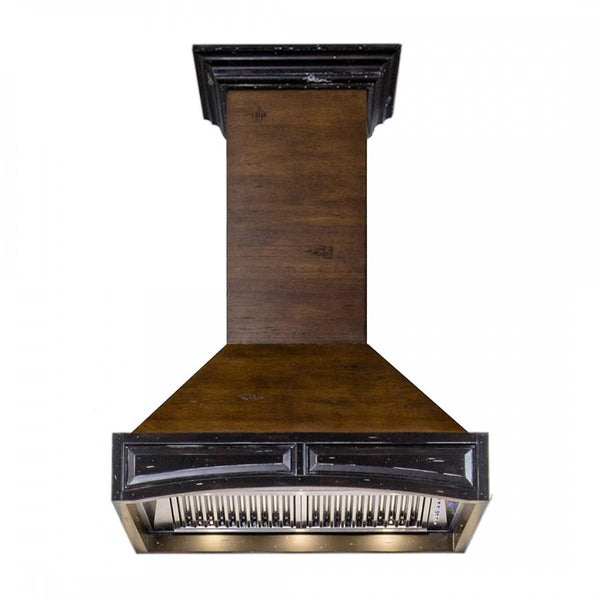 ZLINE 30 in. Wooden Wall Mount Range Hood in Antigua and Walnut - Includes Remote Motor (321AR-RS-30-400)