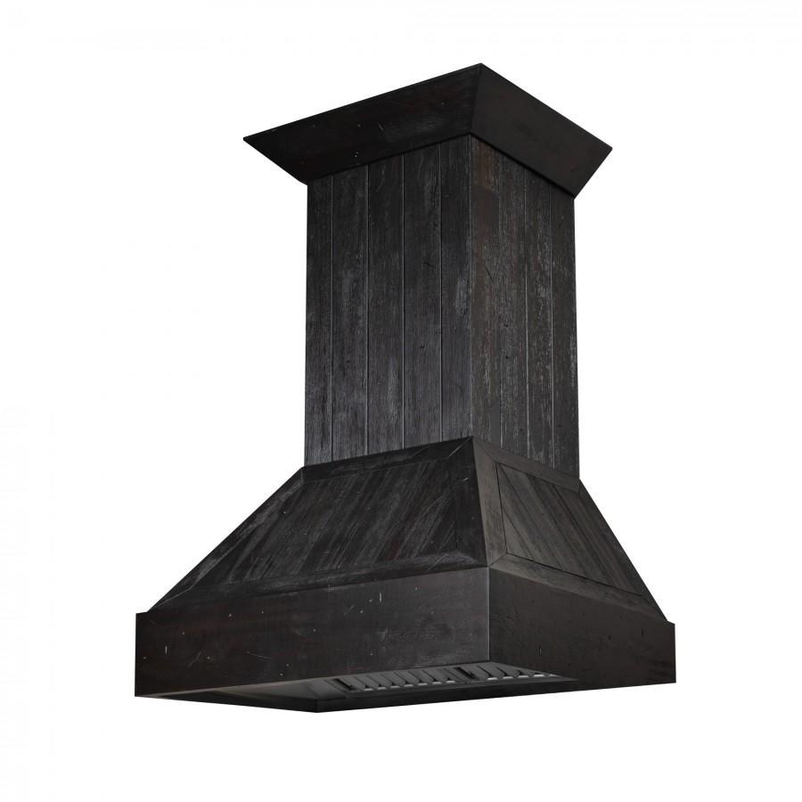 ZLINE 30 in. Convertible Vent Shiplap Wooden Wall Mount Range Hood in Rustic Dark Finish - Includes Motor (349DD-30)