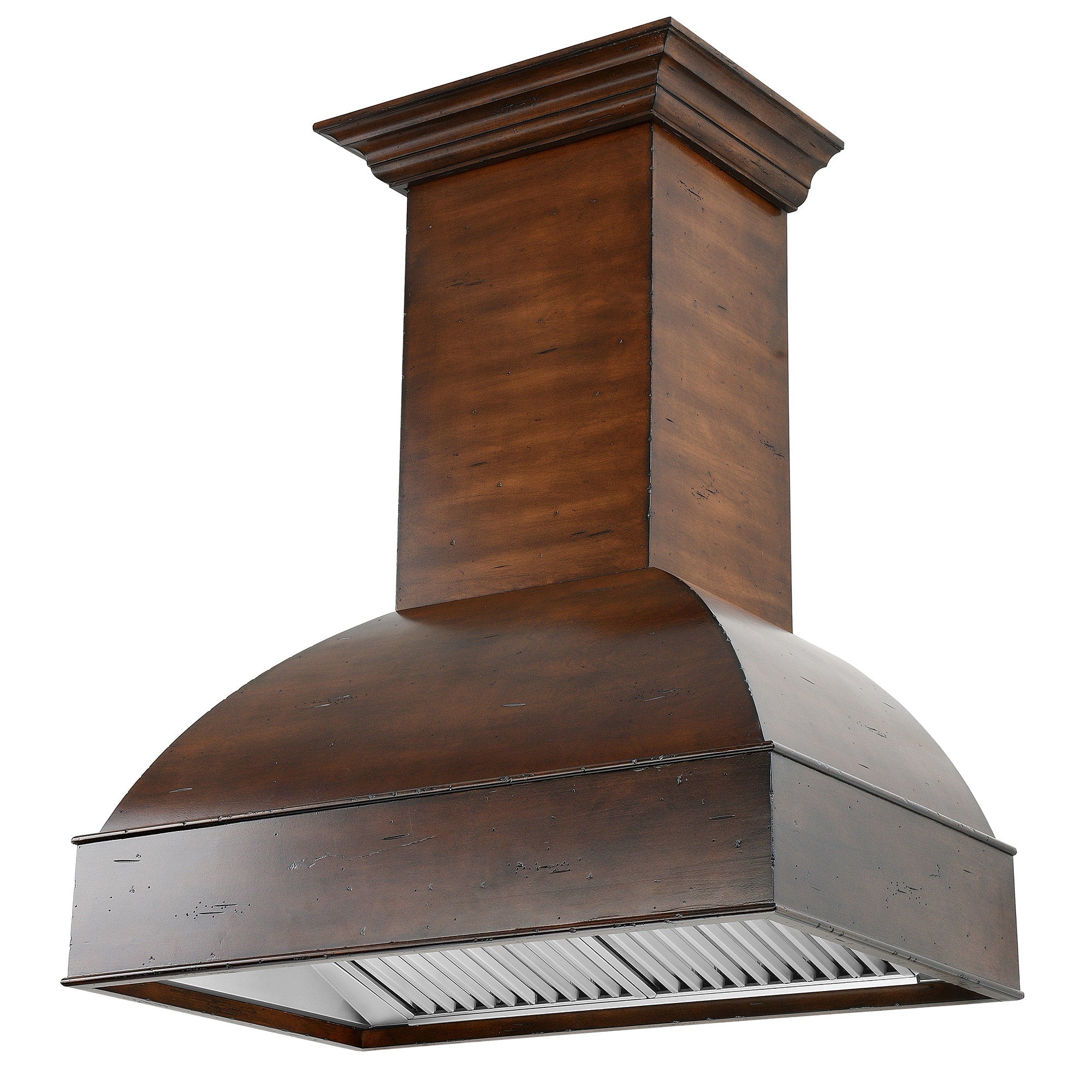 Wooden Wall Mount Range Hood in Walnut and Hamilton - Includes Motor
