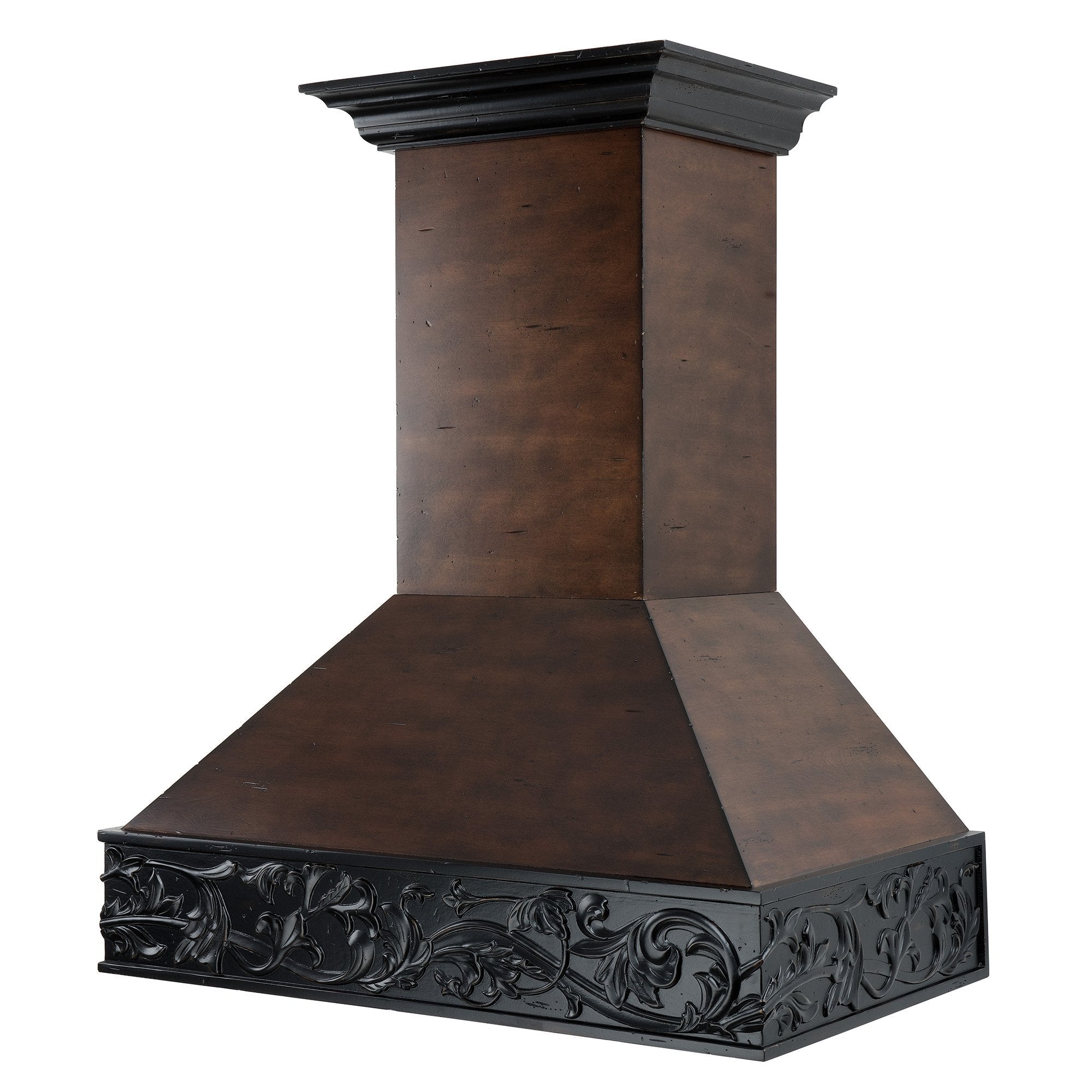 ZLINE 36 in. Wooden Wall Mount Range Hood in Antigua and Walnut - Includes Remote Motor (373AW-RD-36)