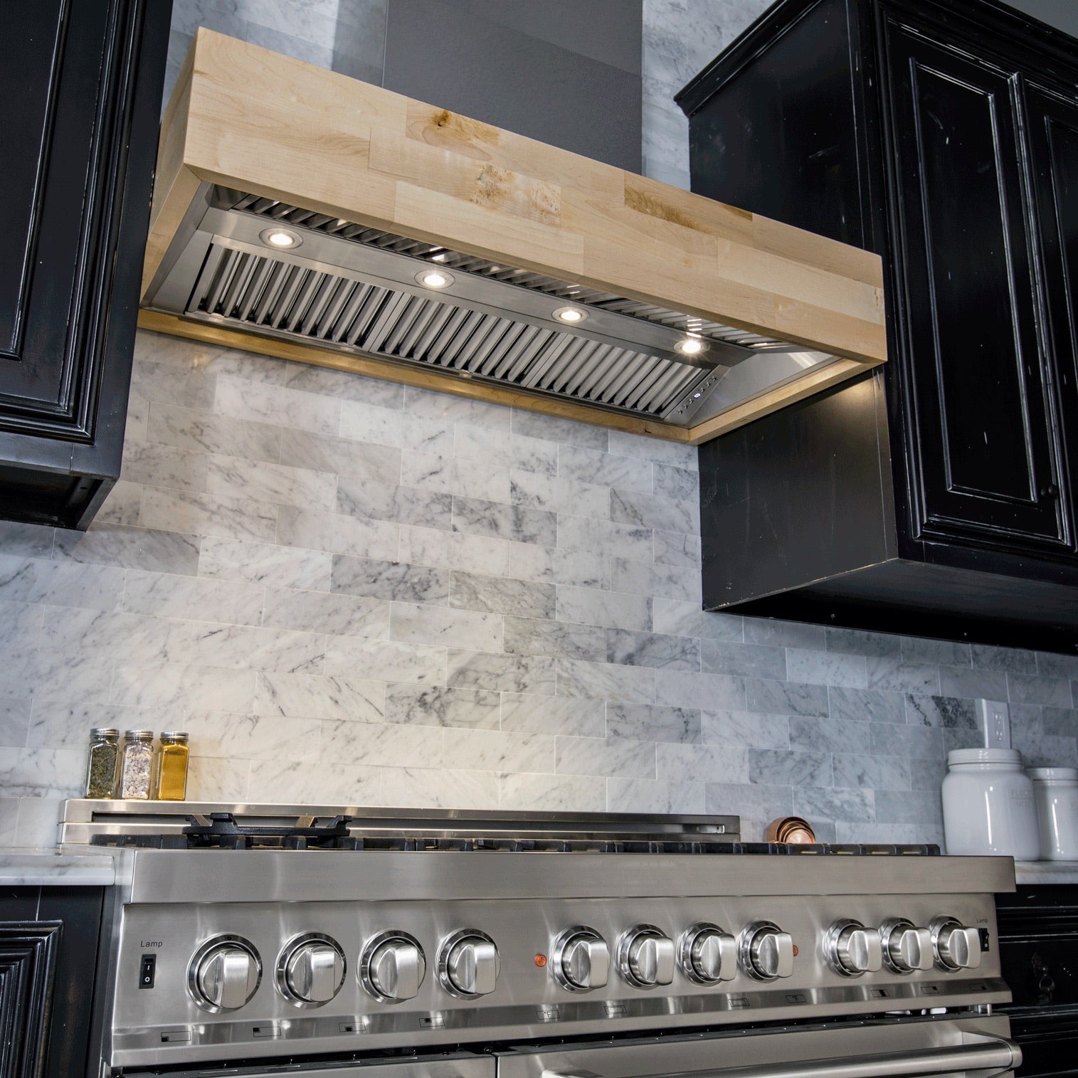 ZLINE 36 in. Remote Blower Designer Series Wooden Wall Mount Range Hood in Butcher Block (681M-RD-36)