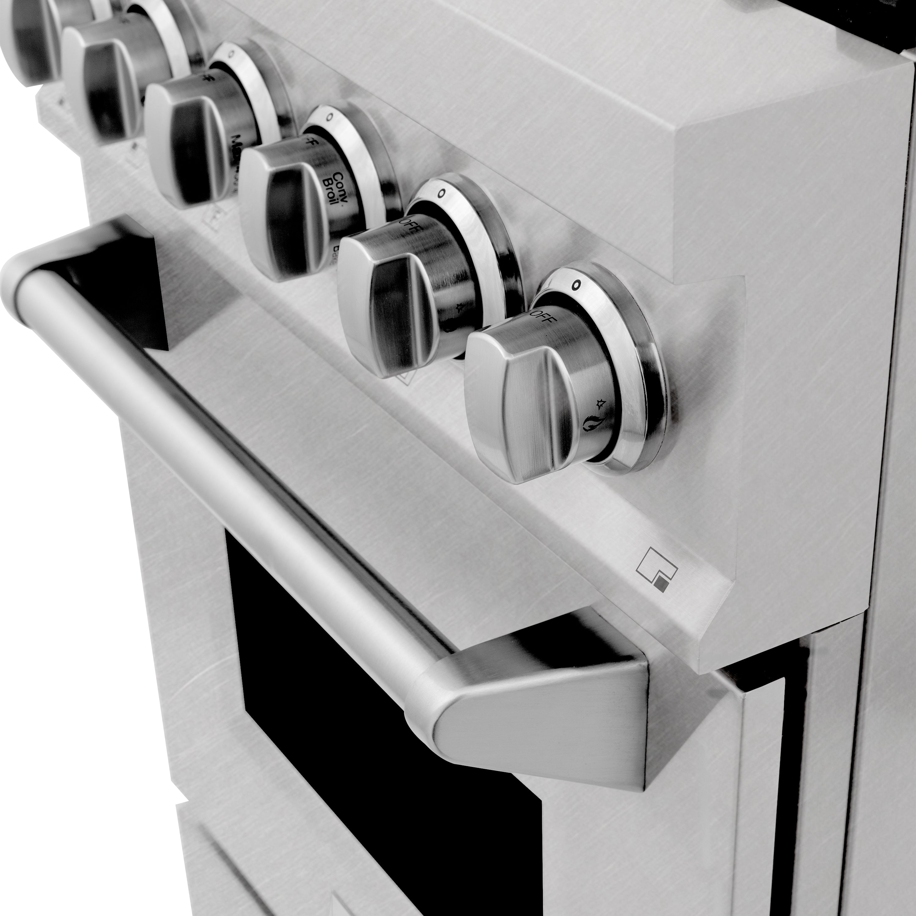 ZLINE 24 in. 2.8 cu. ft. Legacy Dual Fuel Range with 4 Burner Gas Cooktop and Electric Convection Oven in Satin Stainless Steel with Griddle (RAS-SN-GR-24)