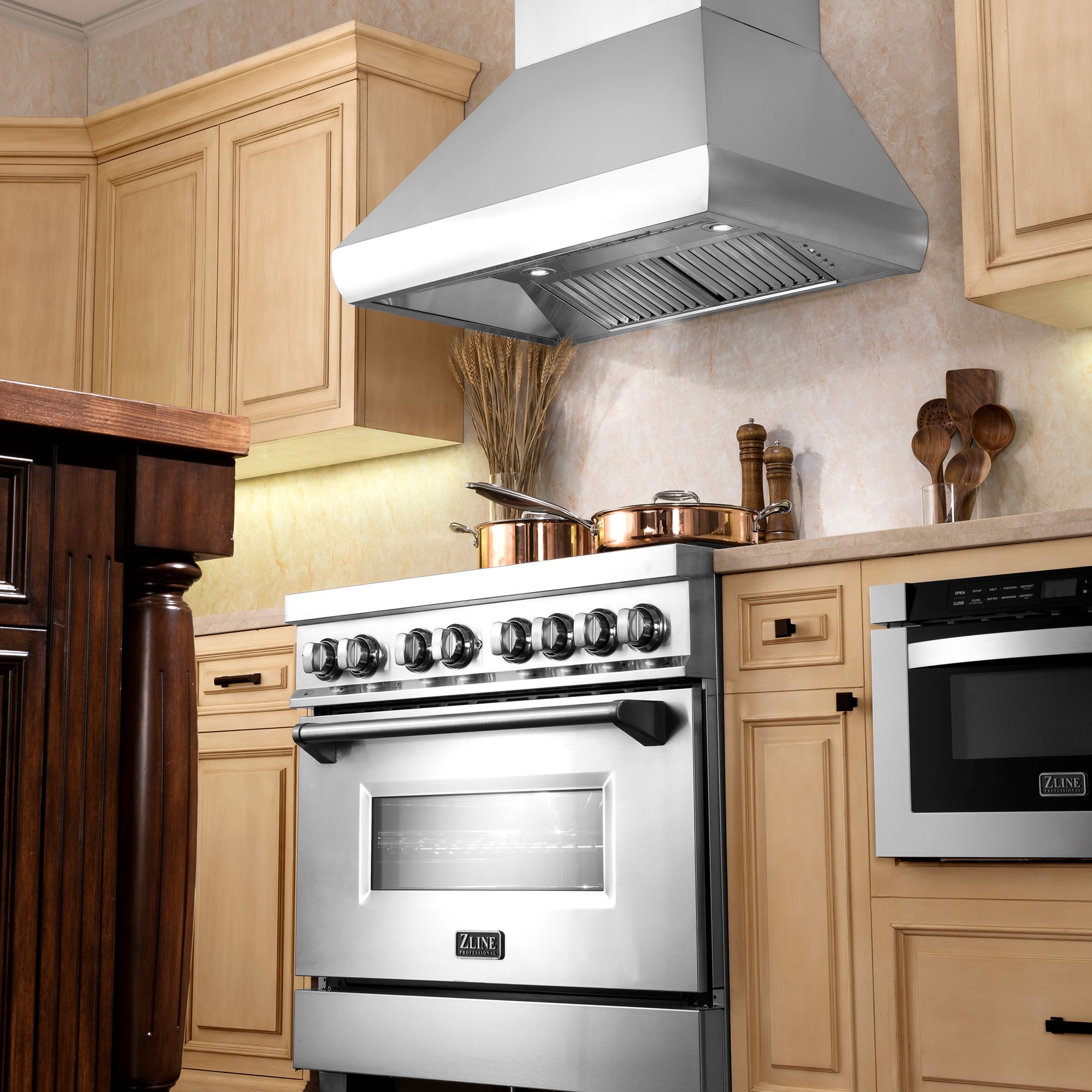ZLINE 36 in. Ducted Wall Mount Range Hood with Dual Remote Blower in Stainless Steel (687-RD-36)