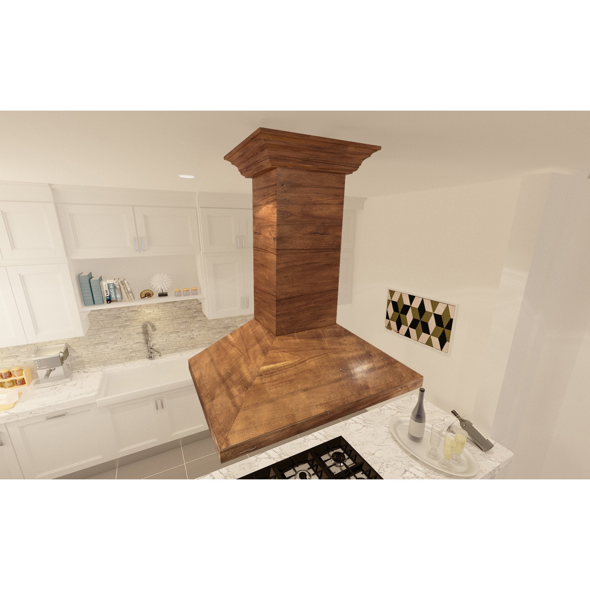 ZLINE Ducted Wooden Island Mount Range Hood in Walnut with Remote Motor (KBiRR-RS-400)