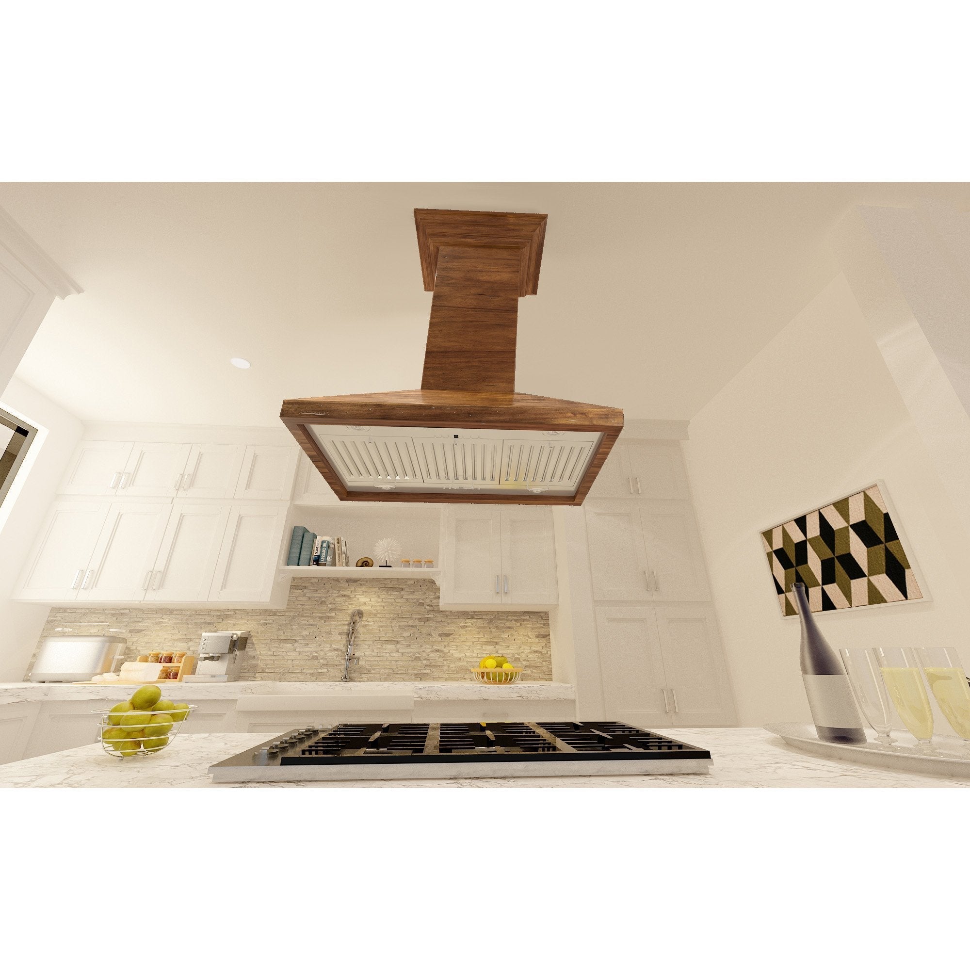 ZLINE Ducted Wooden Island Mount Range Hood in Walnut with Remote Motor (KBiRR-RS-400)