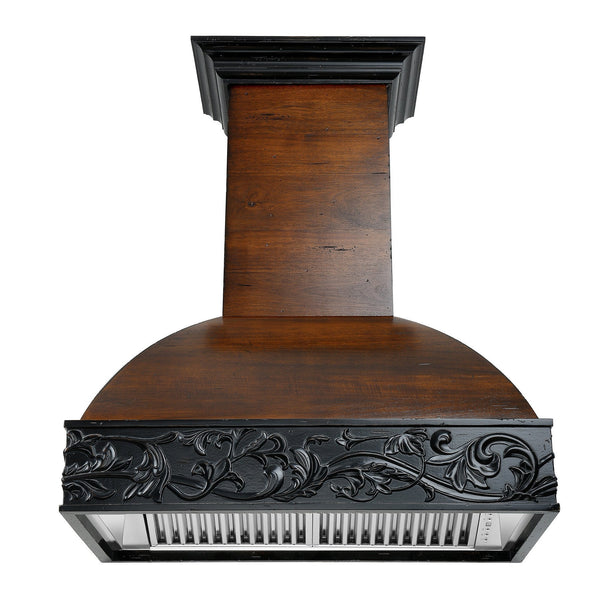ZLINE 36 in. Ducted Wooden Wall Mount Range Hood with Dual Remote Blower in Antigua and Walnut (393AR-RD-36)