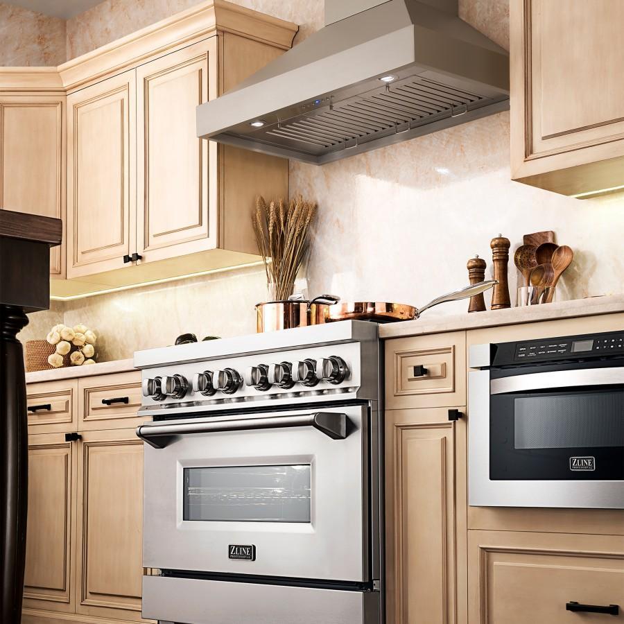 ZLINE 30 in. Convertible Vent Wooden Wall Mount Range Hood in Gray (KBUU-30)