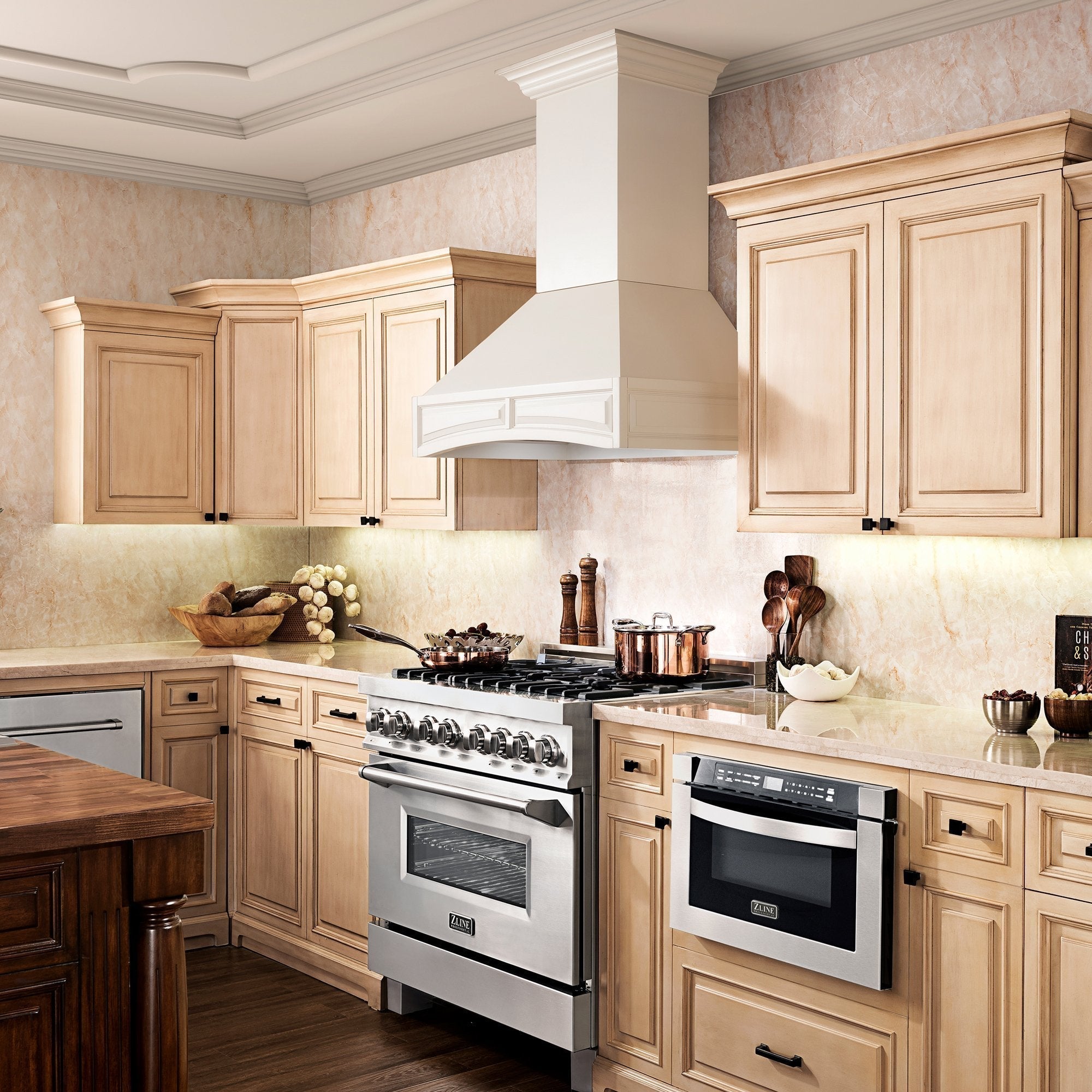 ZLINE 30 in. Ducted Wooden Wall Mount Range Hood with Dual Remote Blower in Cottage White (321TT-RD-30)