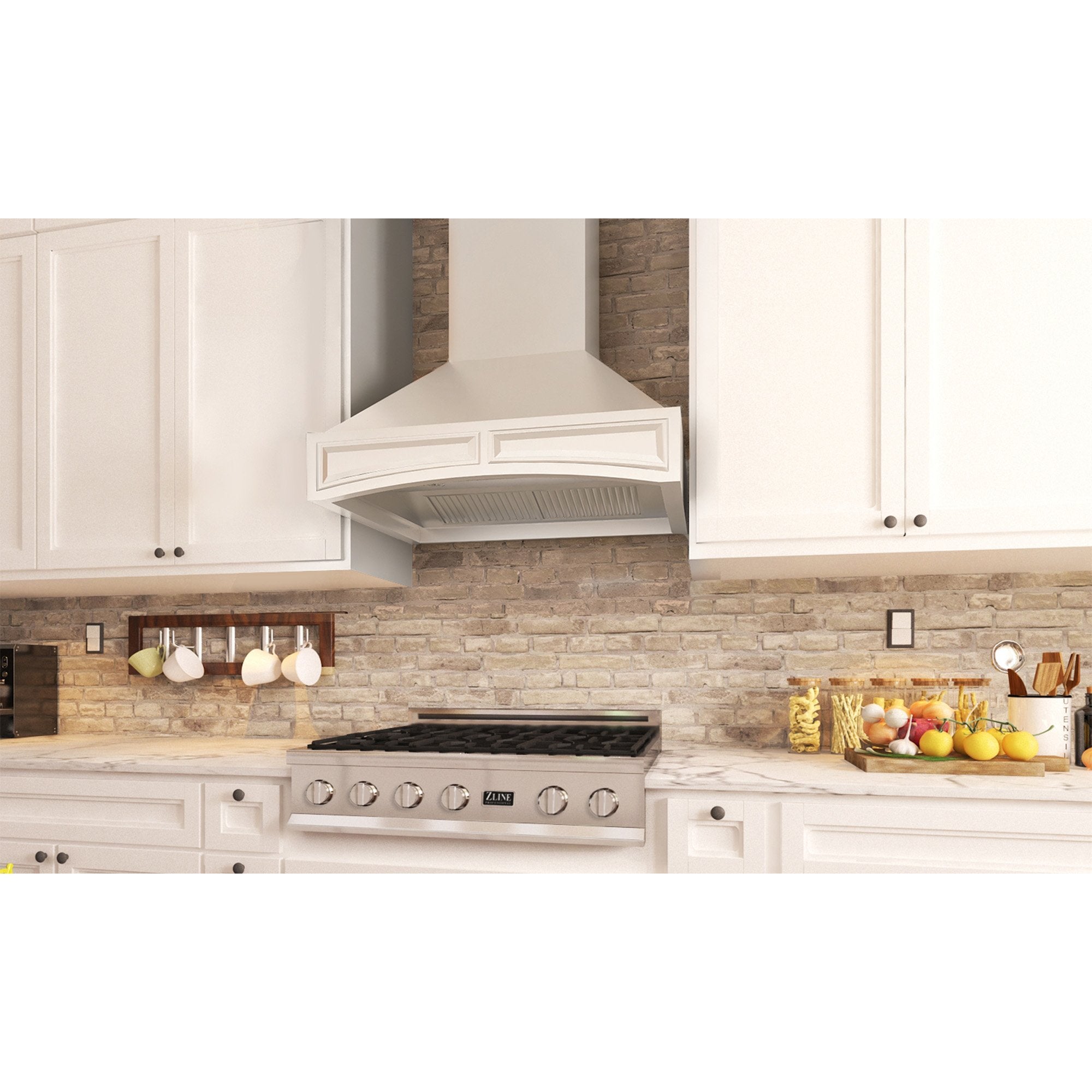 ZLINE 36 in. Ducted Wooden Wall Mount Range Hood with Single Remote Blower in Cottage White (321TT-RS-30-400)