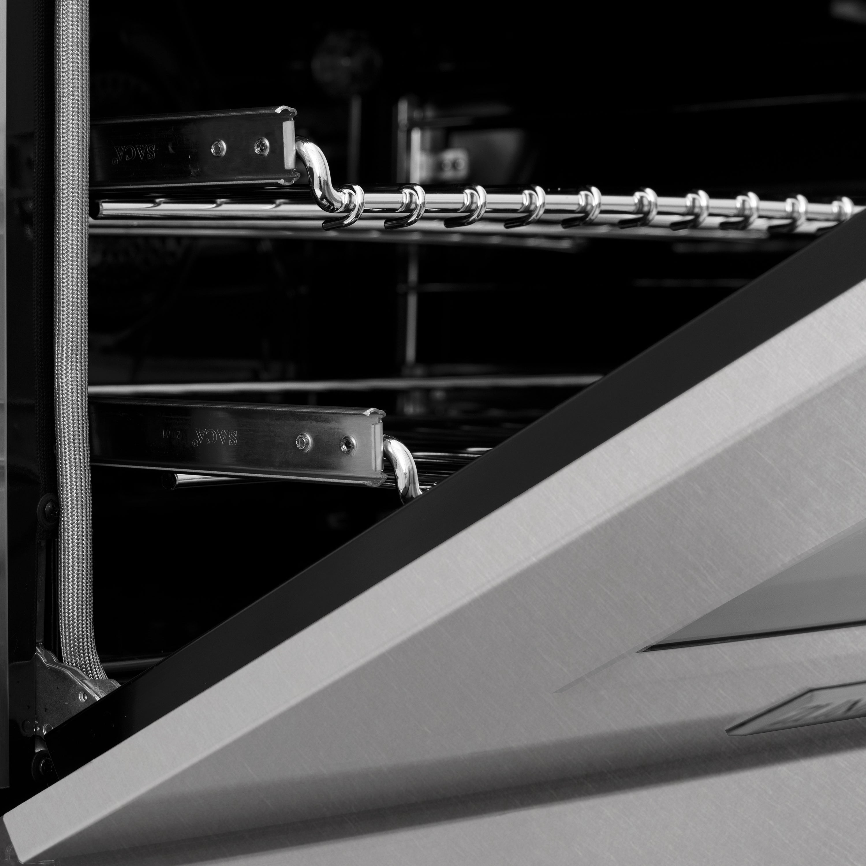 ZLINE 24 in. 2.8 cu. ft. Legacy Dual Fuel Range with Gas Cooktop and Electric Convection Oven in Satin Stainless Steel with 4 Brass Burners (RAS-SN-BR-24)