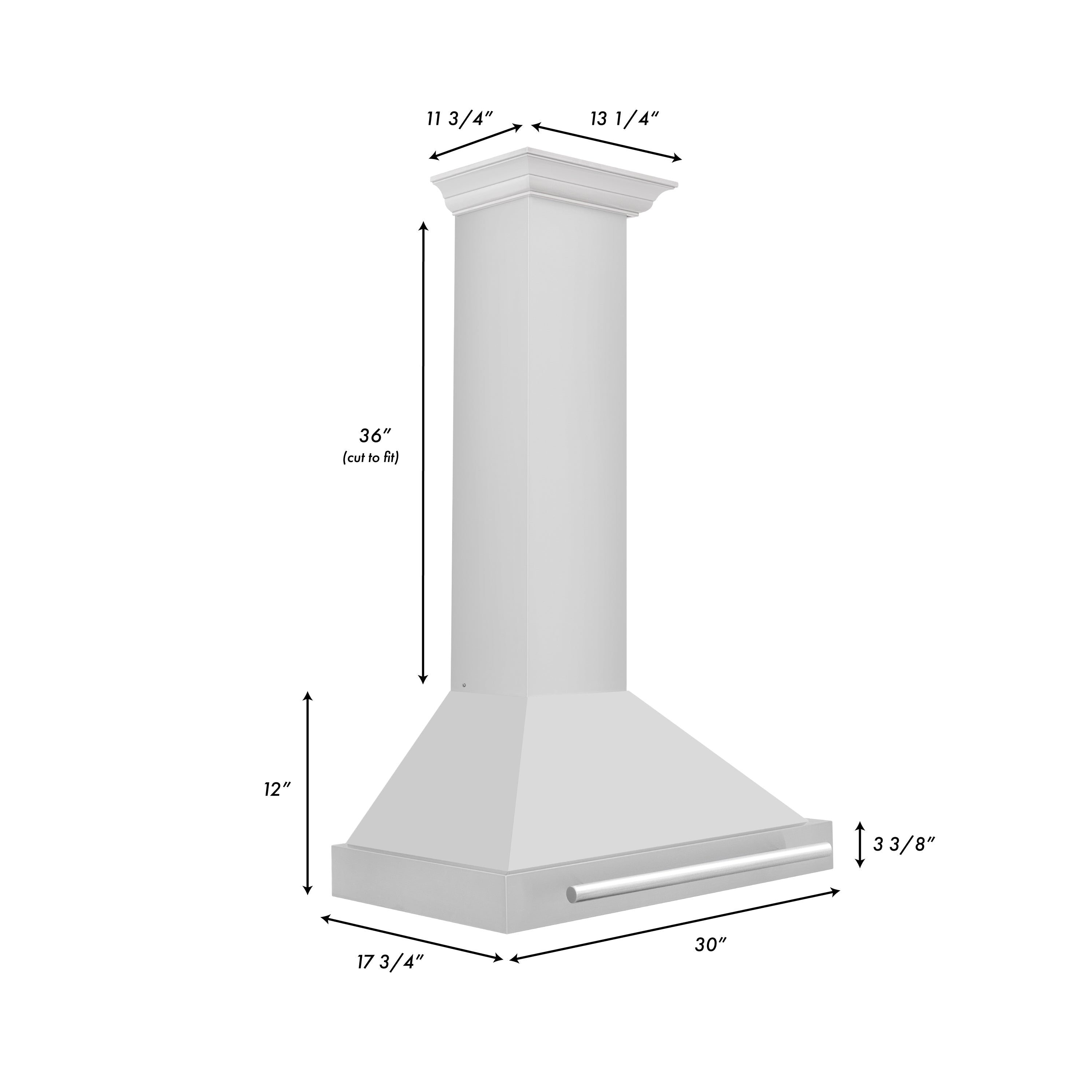 ZLINE 30 in. Stainless Steel Range Hood with Stainless Steel Handle and Colored Shell Options (KB4STX-30)