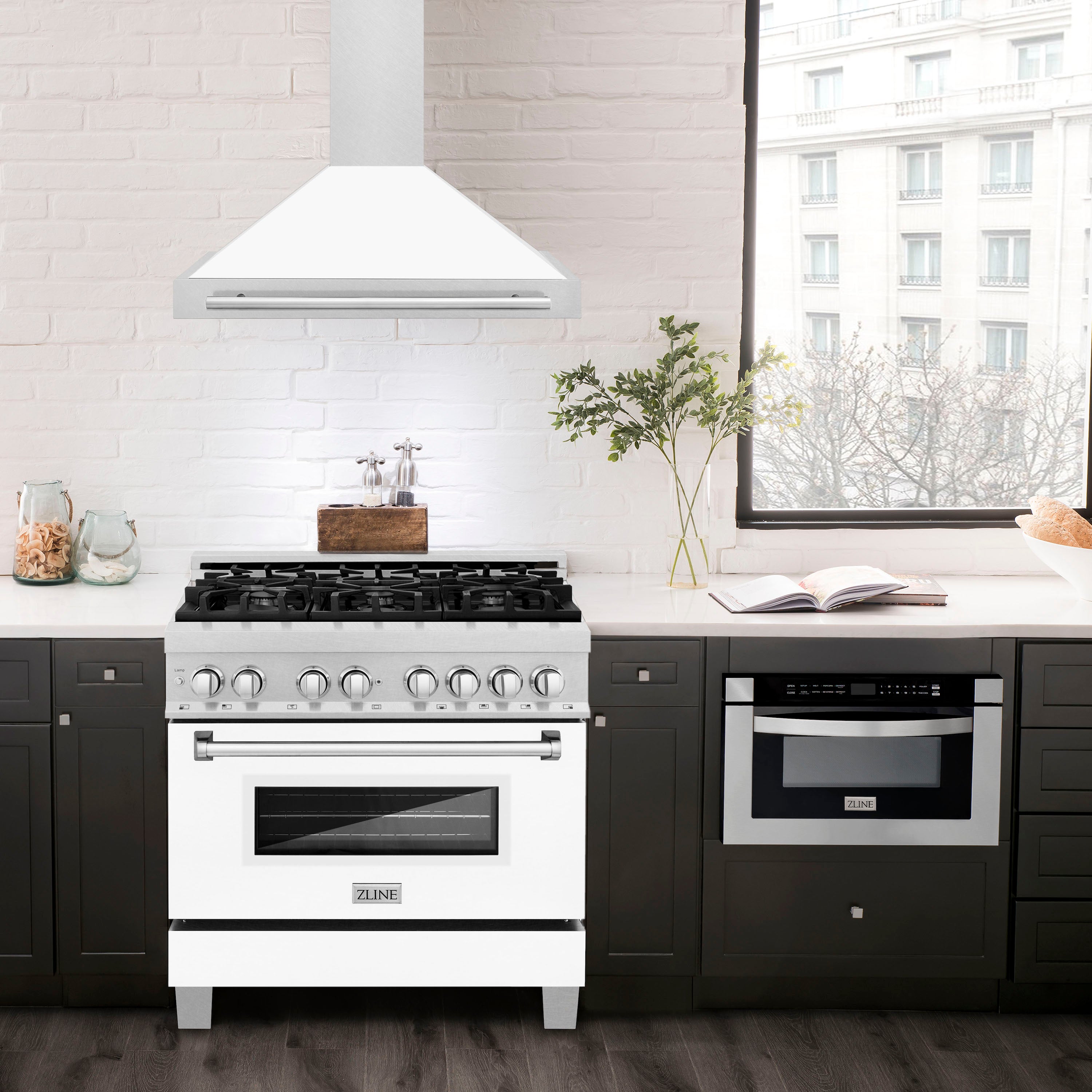 ZLINE 36 in. DuraSnow Stainless Steel Range Hood with Colored Shell Options and Stainless Steel Handle (KB4SNX-36)