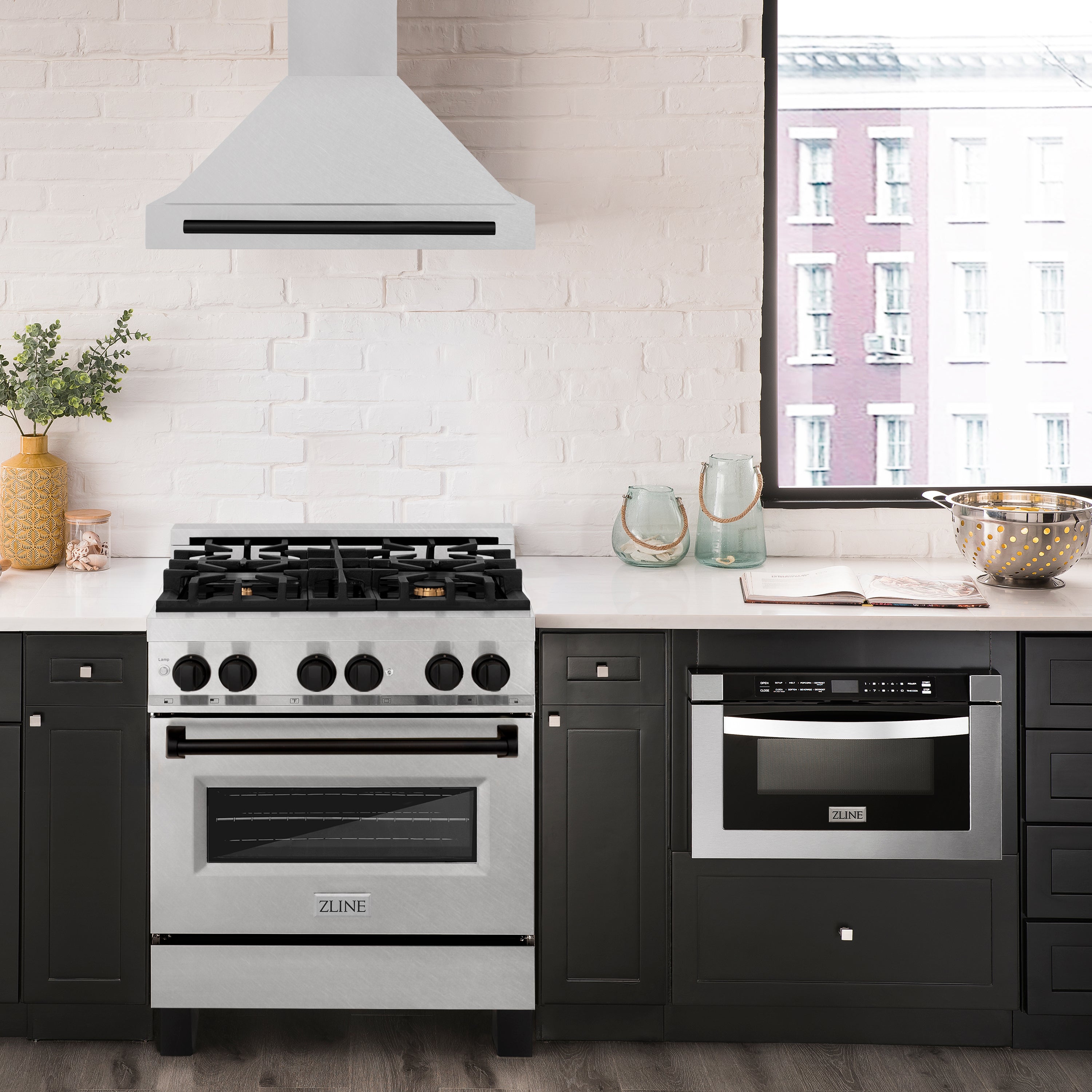 ZLINE 30 in. Autograph Edition DuraSnow Stainless Steel Range Hood with DuraSnow Stainless Steel Shell and Accents (KB4SNZ-30)