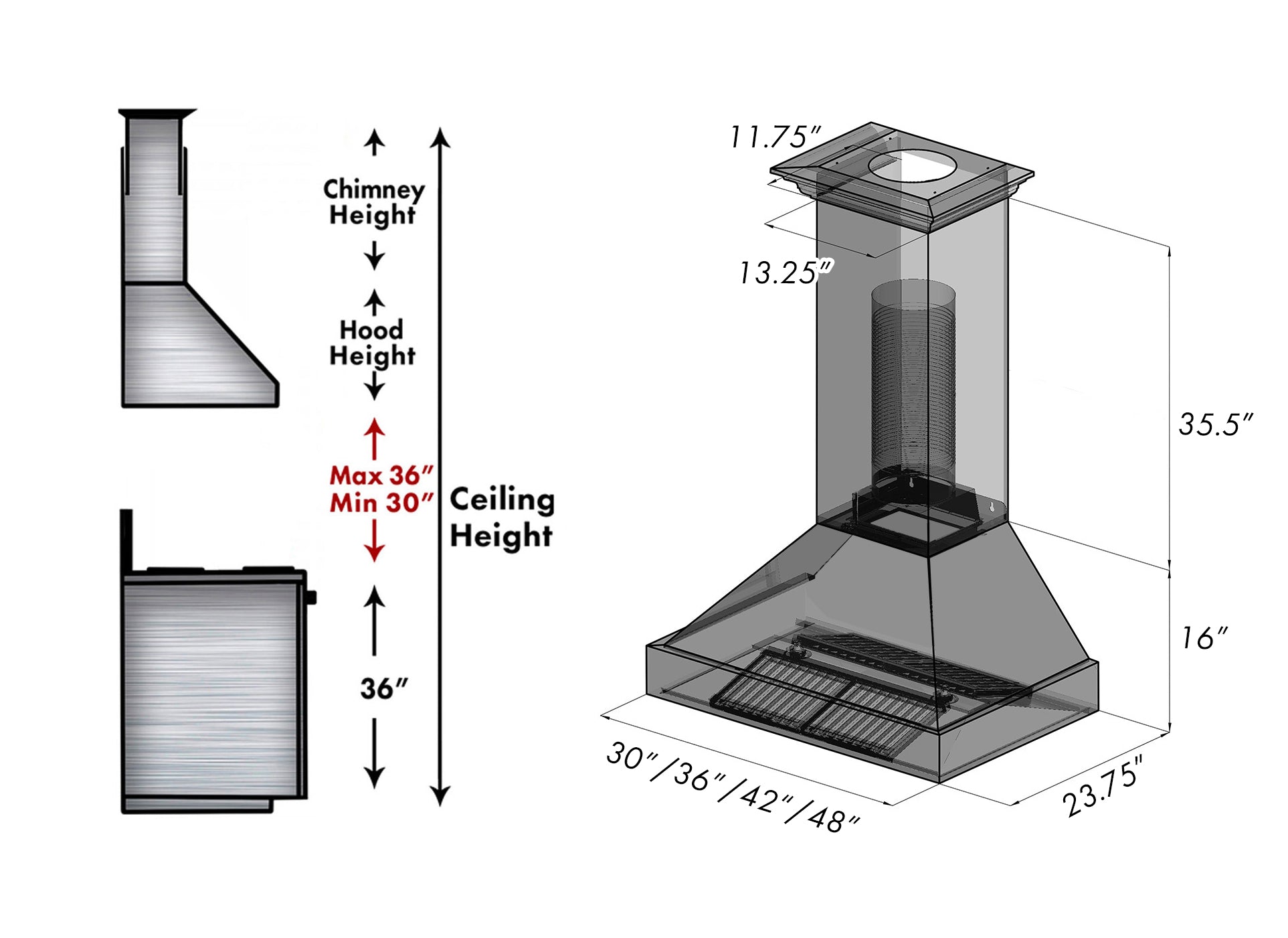 ZLINE Ducted DuraSnow® Stainless Steel Range Hood with Oil Rubbed Bronze Shell (8654ORB)