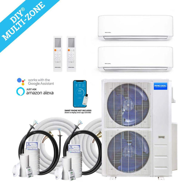 MRCOOL DIY 48,000 BTU Mini Split 2 Zone Ductless Air Conditioner & Heat Pump - 2 Rooms 2250 SQ. FT - 4th Gen - WALL MOUNTED - 18k+36k