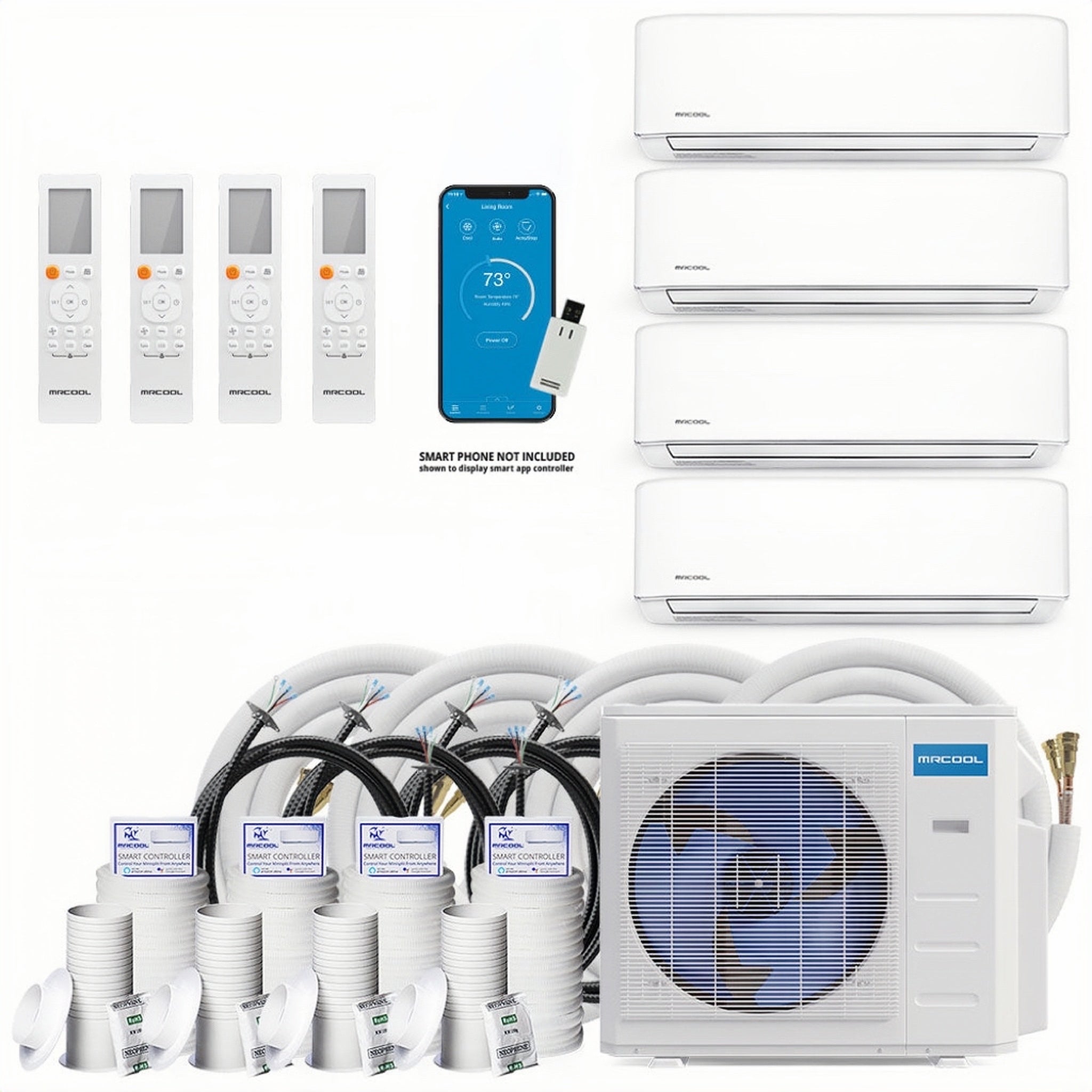 MrCool 36k BTU DIY Ductless Mini Split Heating Cooling Complete System - Covers Up To 1750 SQ. FT (4 Zone - Four Rooms) - 4th Gen - WALL MOUNTED - 9k+9k+12k+12k