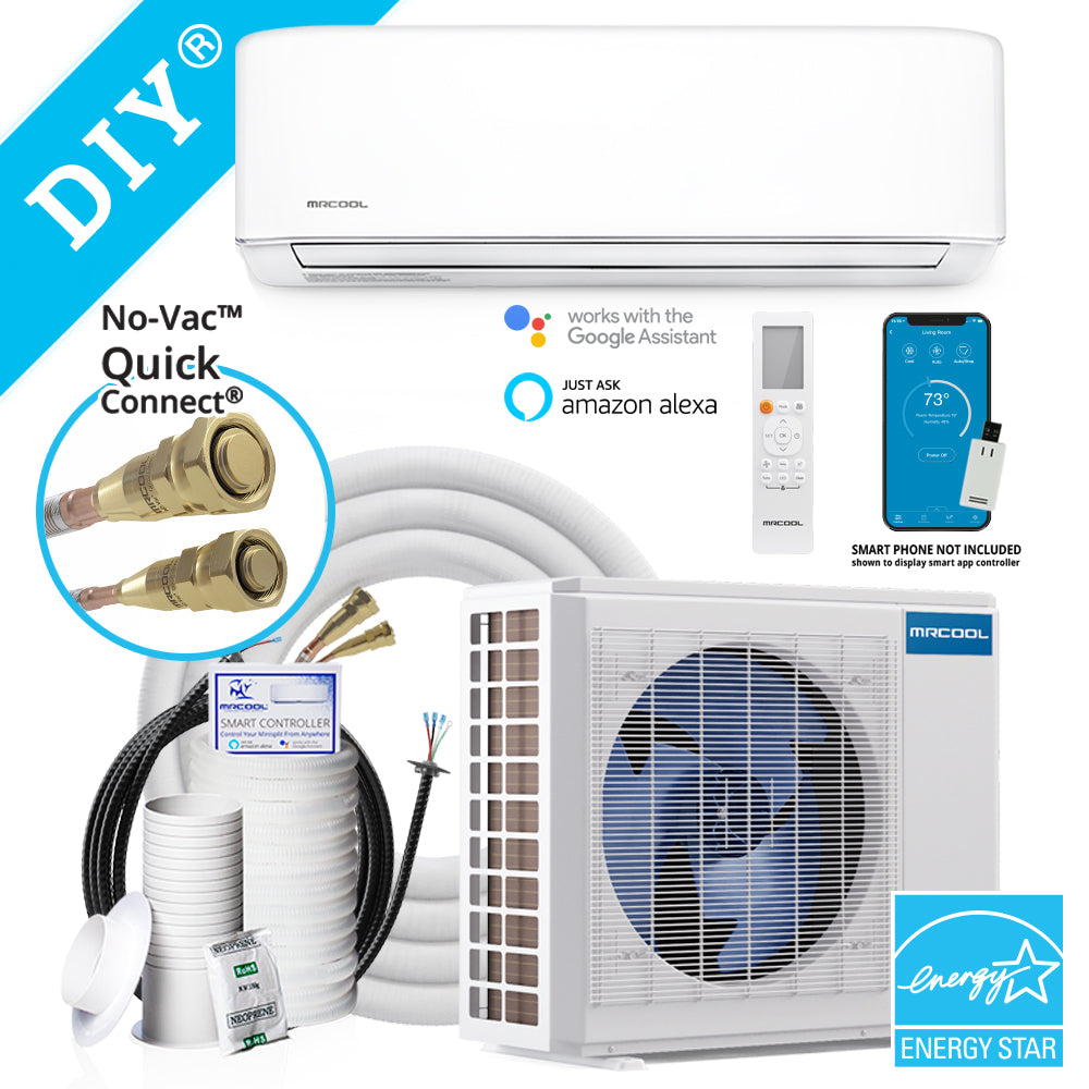 MRCOOL DIY 12,000 BTU Mini Split 1 Zone Ductless Air Conditioner & Heat Pump - 1 Room 500 SQ. FT - 4th Gen - WALL MOUNTED - DIY-12-HP-WM-115C25