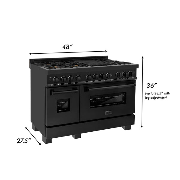 ZLINE 48" Black Stainless 6.0 cu.ft. 7 Gas Burner/Electric Oven Range (RAB-BR-48)