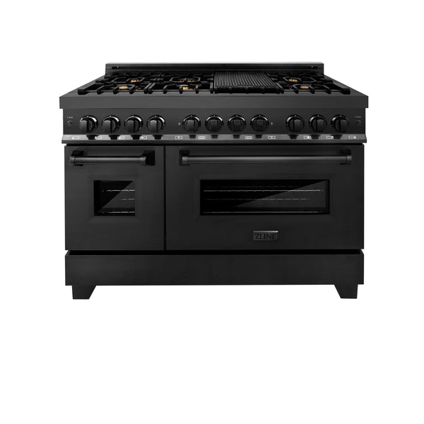 ZLINE 48" Black Stainless 6.0 cu.ft. 7 Gas Burner/Electric Oven Range (RAB-BR-48)