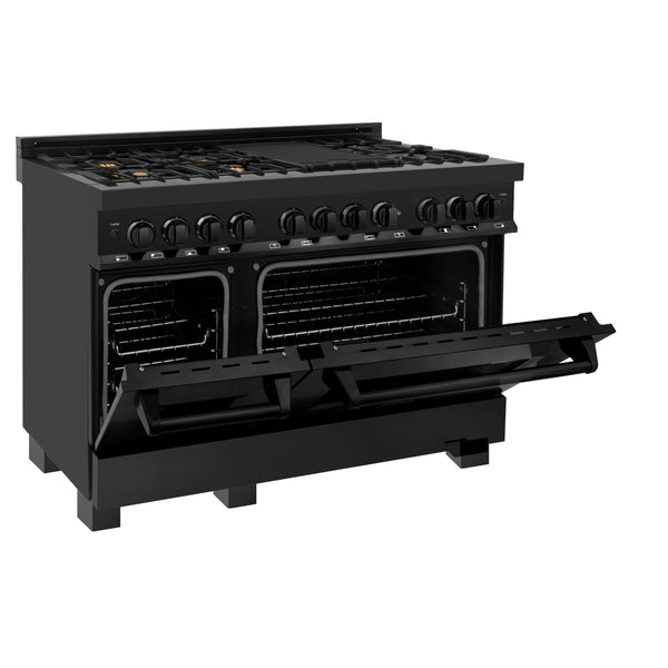 ZLINE 48" Black Stainless 6.0 cu.ft. 7 Gas Burner/Electric Oven Range (RAB-BR-48)