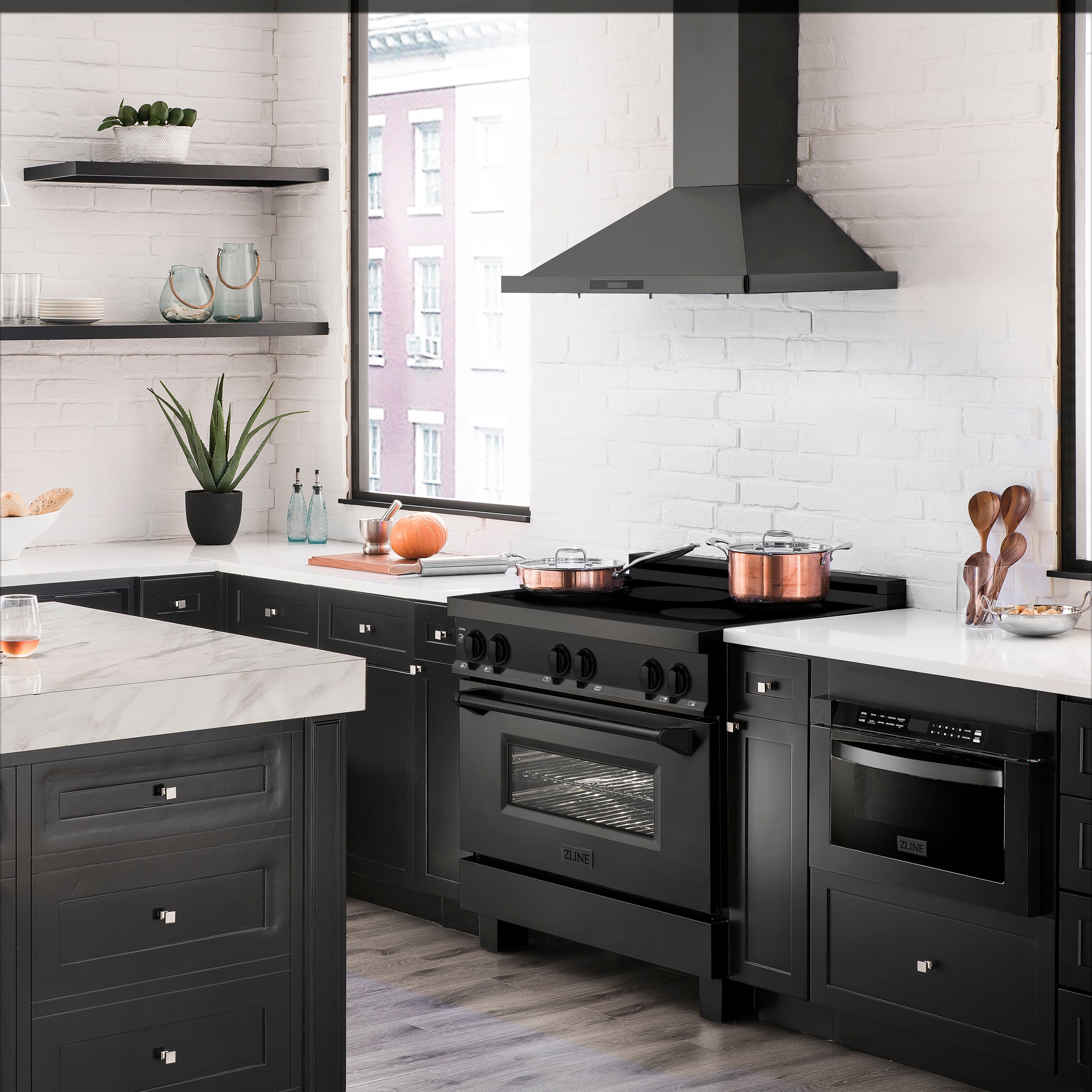 ZLINE Induction Range with a 4 Element Stove and Electric Oven in Black Stainless Steel (RAIND-BS)