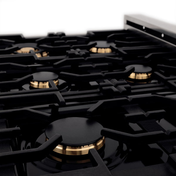 ZLINE 36" Professional Dual Fuel Range in DuraSnow® Stainless Steel with Color Door Options (RAS-SN-36)